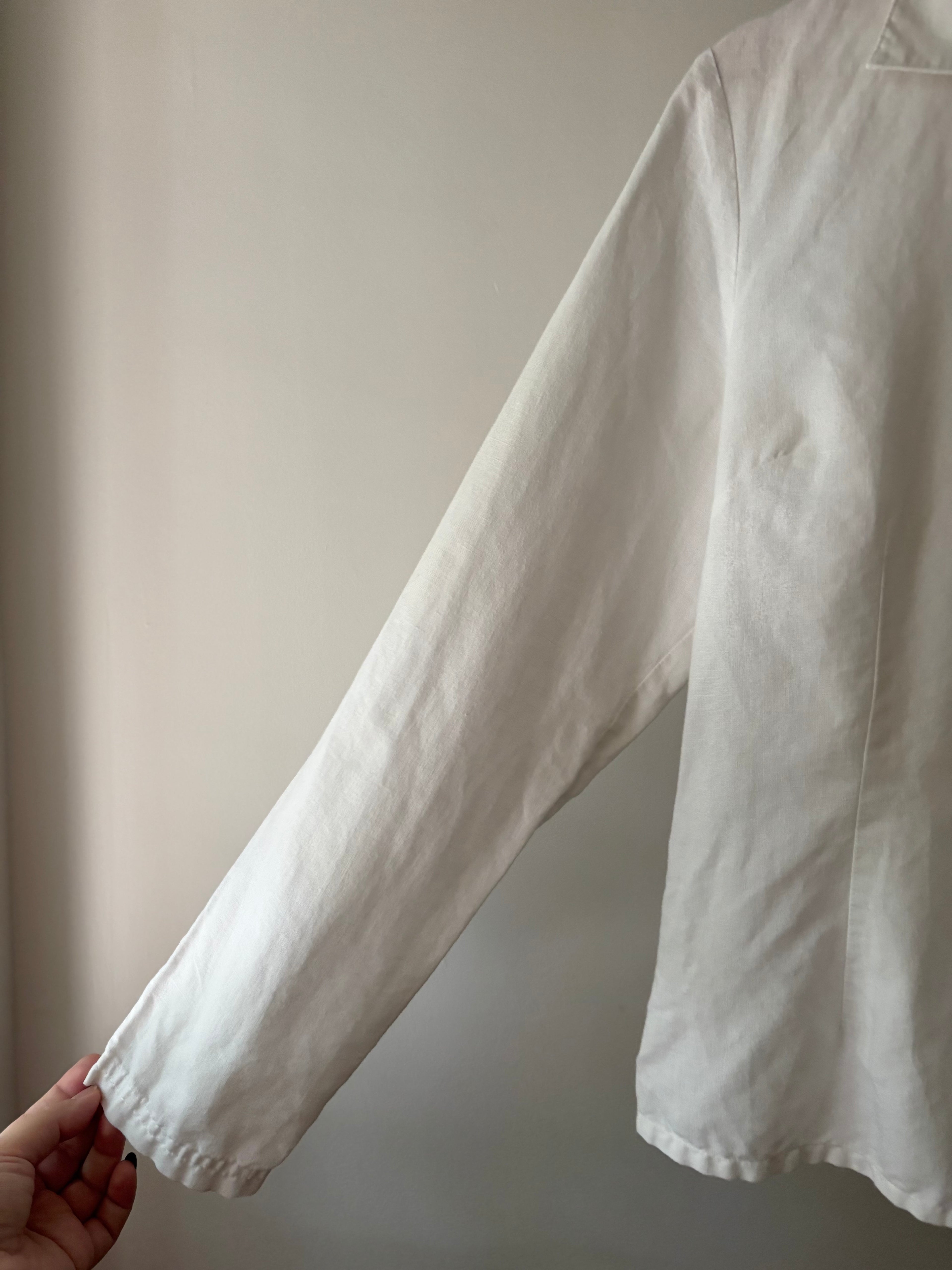 Y2K White Linen & Cotton Blouse