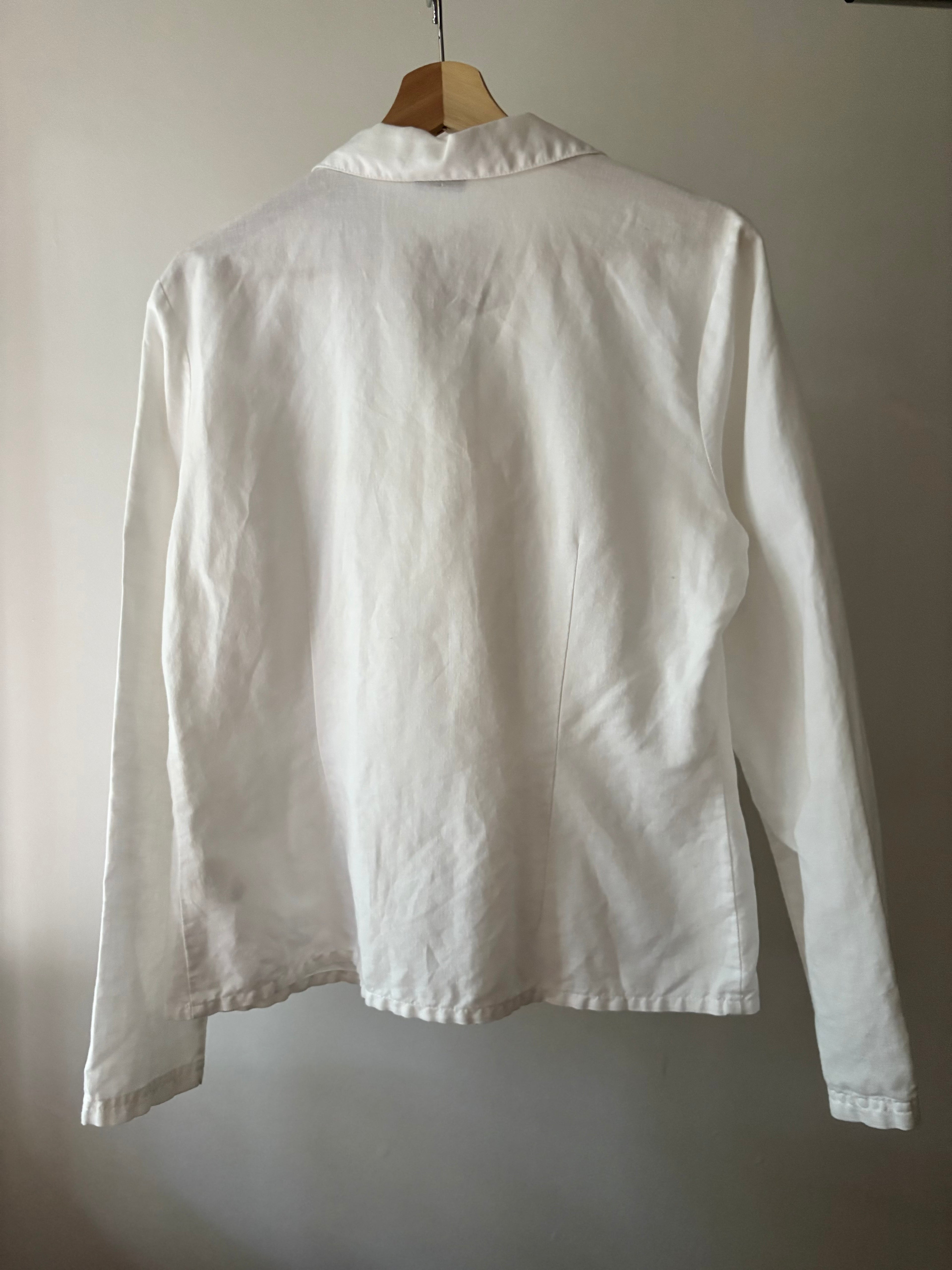 Y2K White Linen & Cotton Blouse