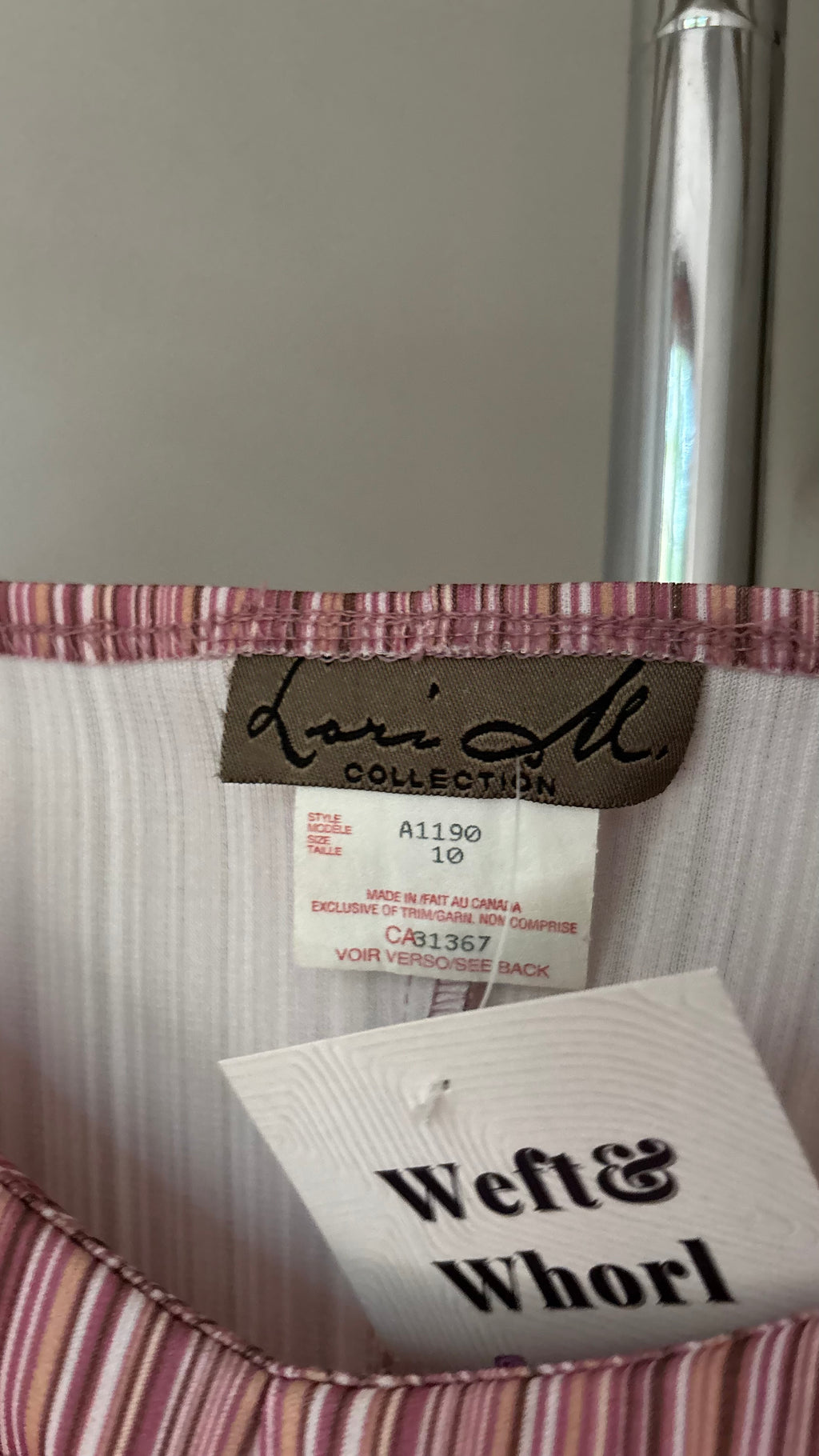 1990s Pink Striped Midi Dress with Ruffles