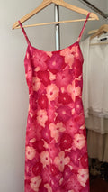 1990s Pink Floral Maxi Dress wit Asymmetrical Hem