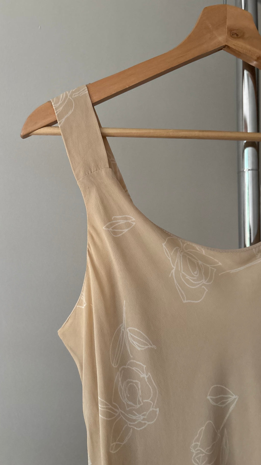 1990s Cream Floral Midi Dress