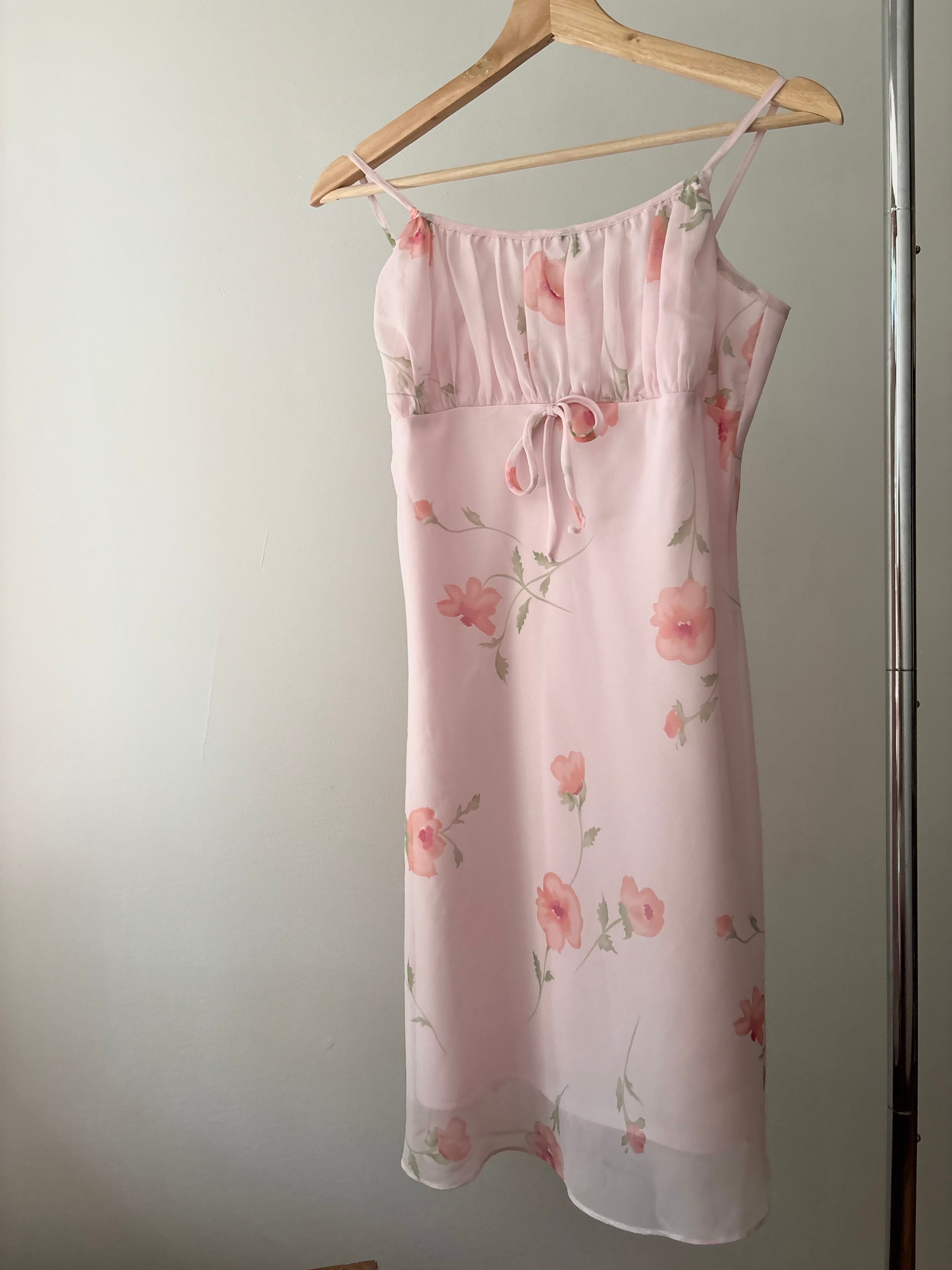 1990s Pink Floral Dress