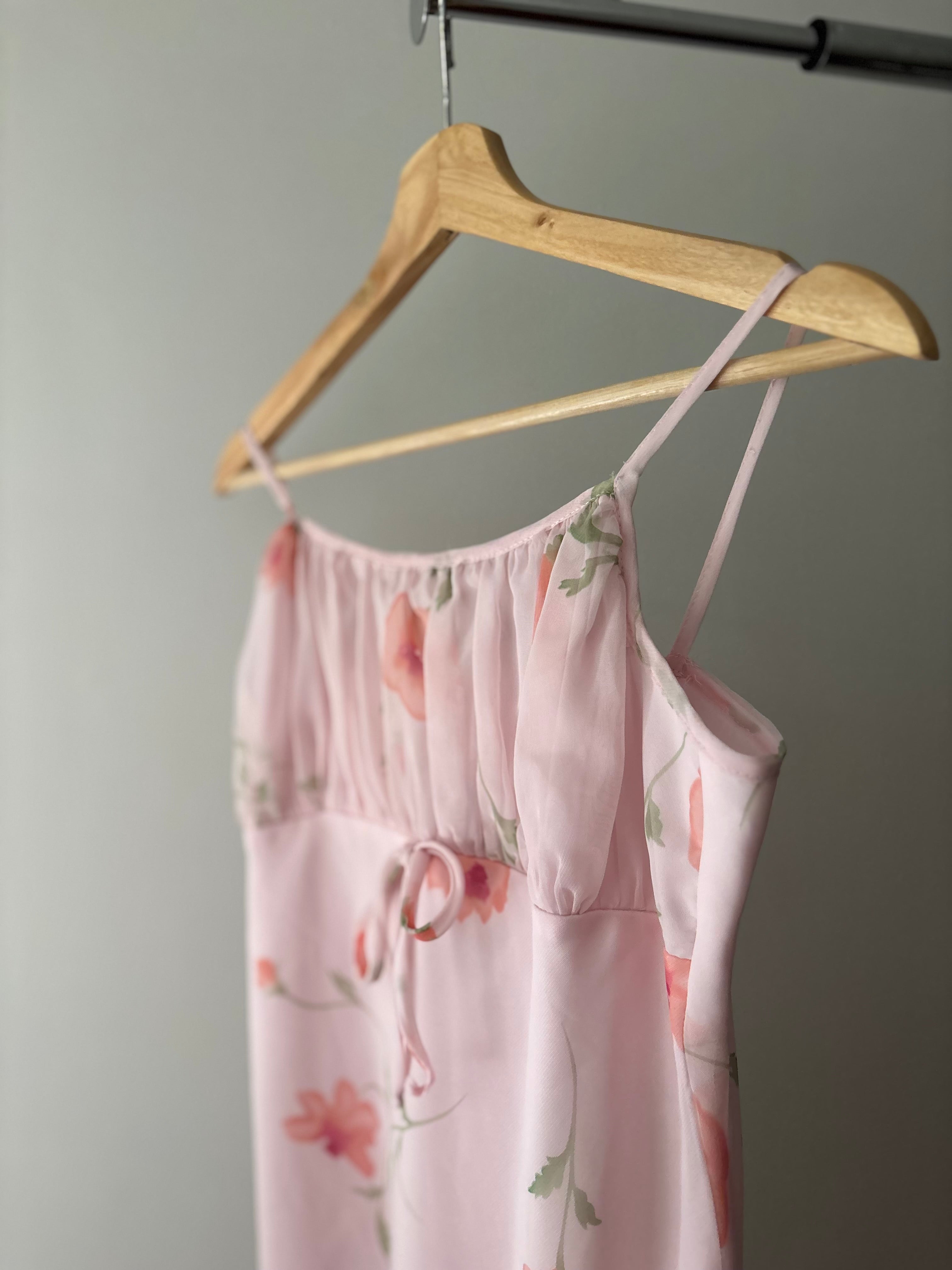 1990s Pink Floral Dress