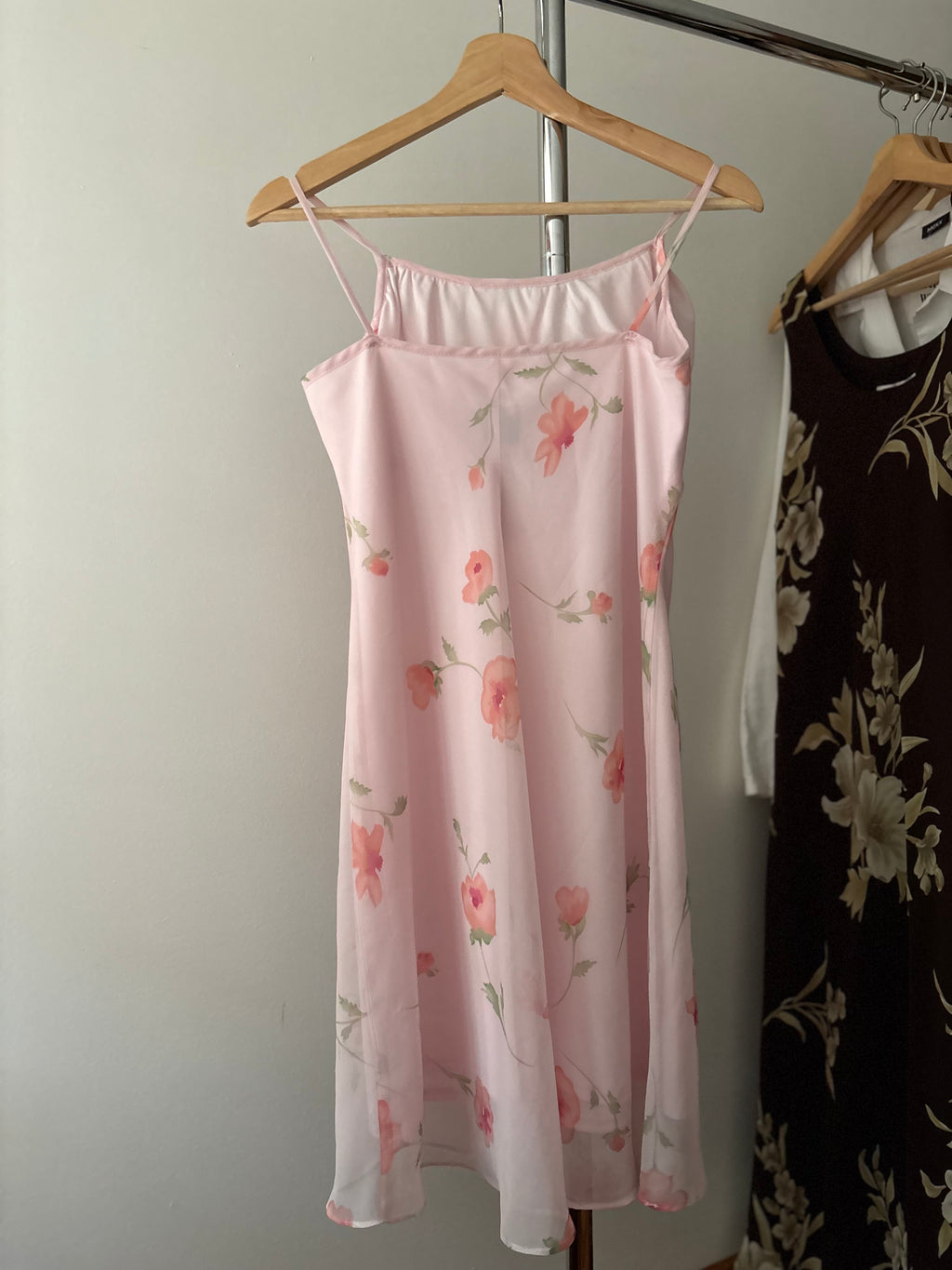 1990s Pink Floral Dress
