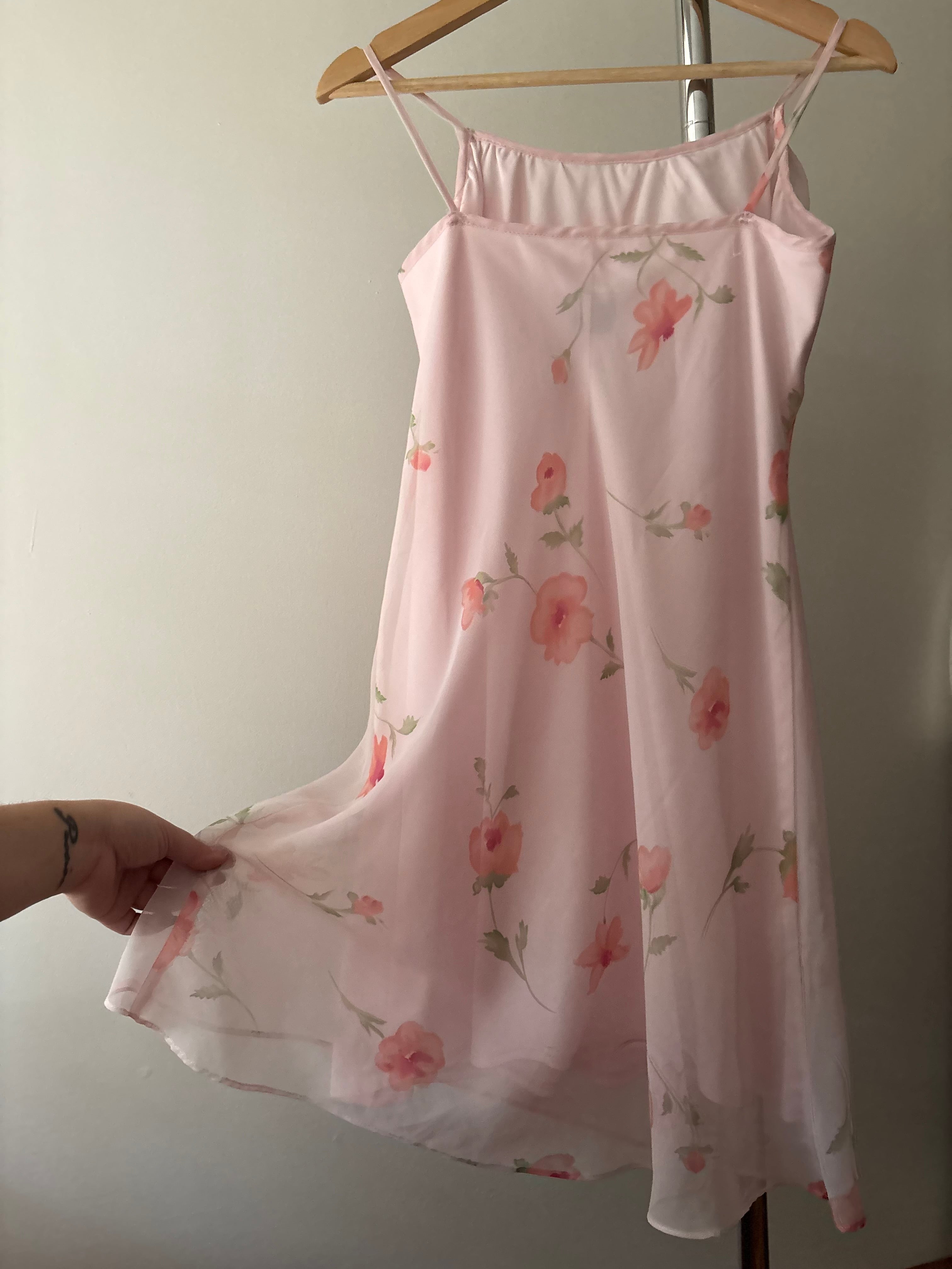 1990s Pink Floral Dress