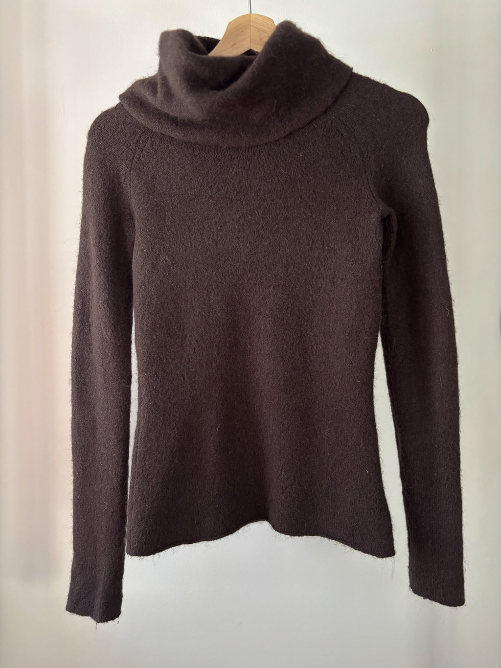 Y2K Brown Wool Blend Fitted Turtleneck | Vintage Angora Blend Sweater