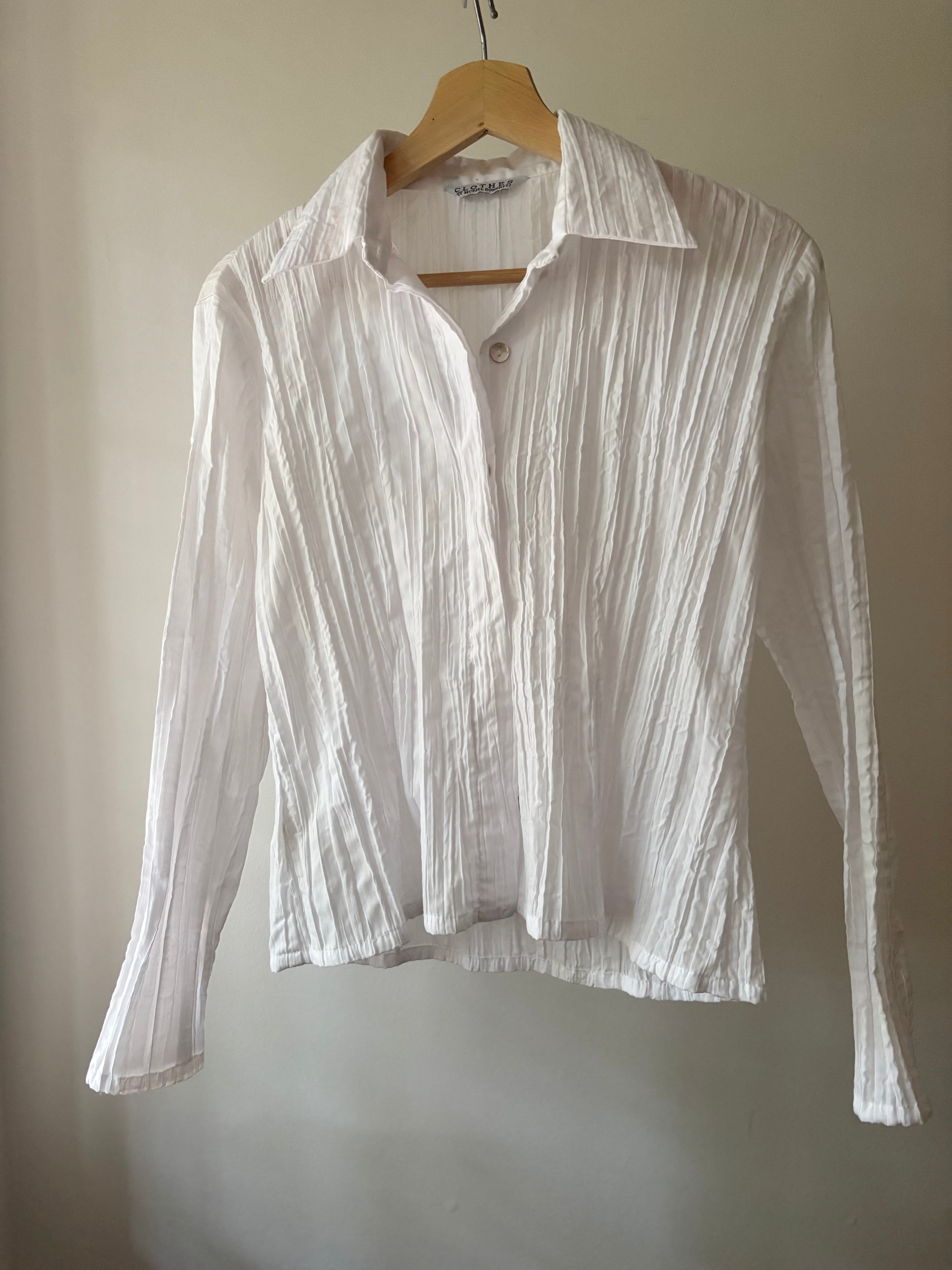 Y2K White Cotton Blouse with Flare Sleeves