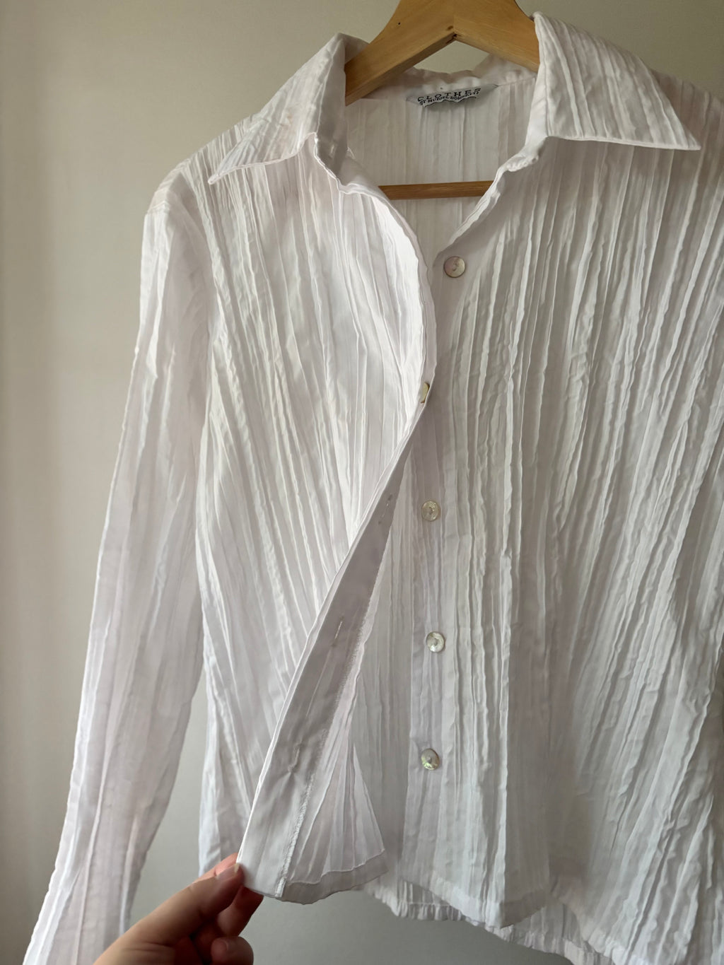 Y2K White Cotton Blouse with Flare Sleeves