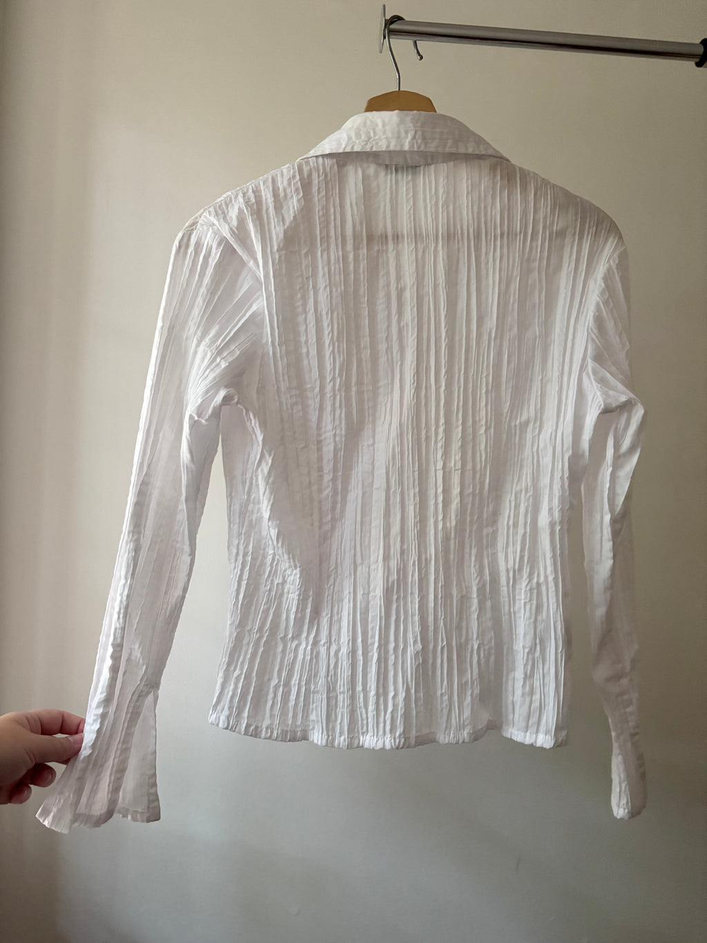 Y2K White Cotton Blouse with Flare Sleeves