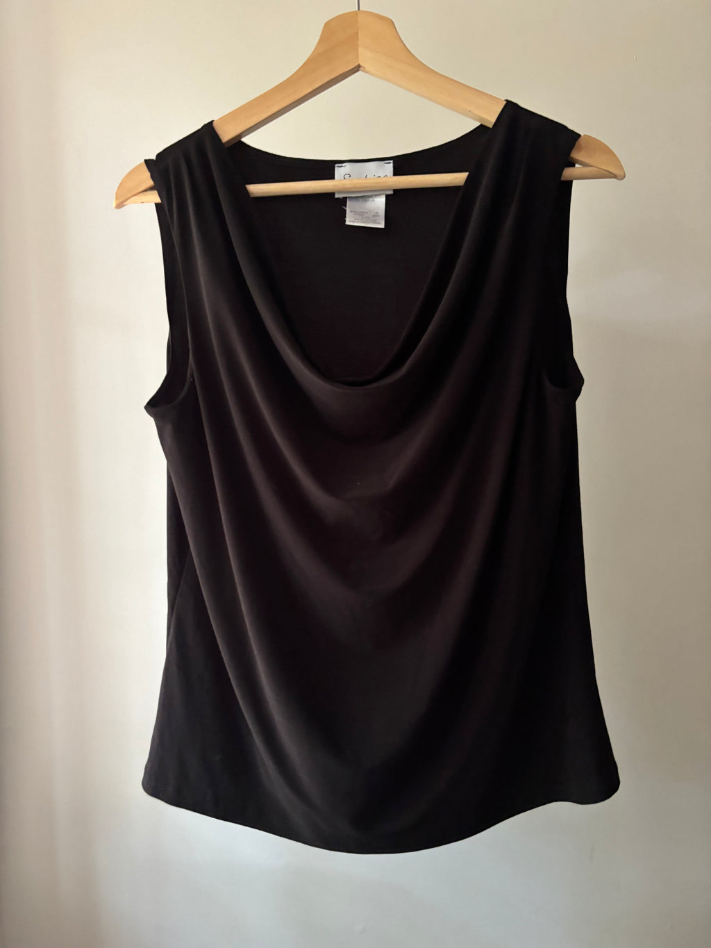 1990s Black Cowl Neck Top