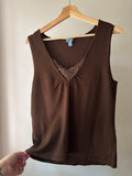 Y2K Soft Brown Knit Top with Lace