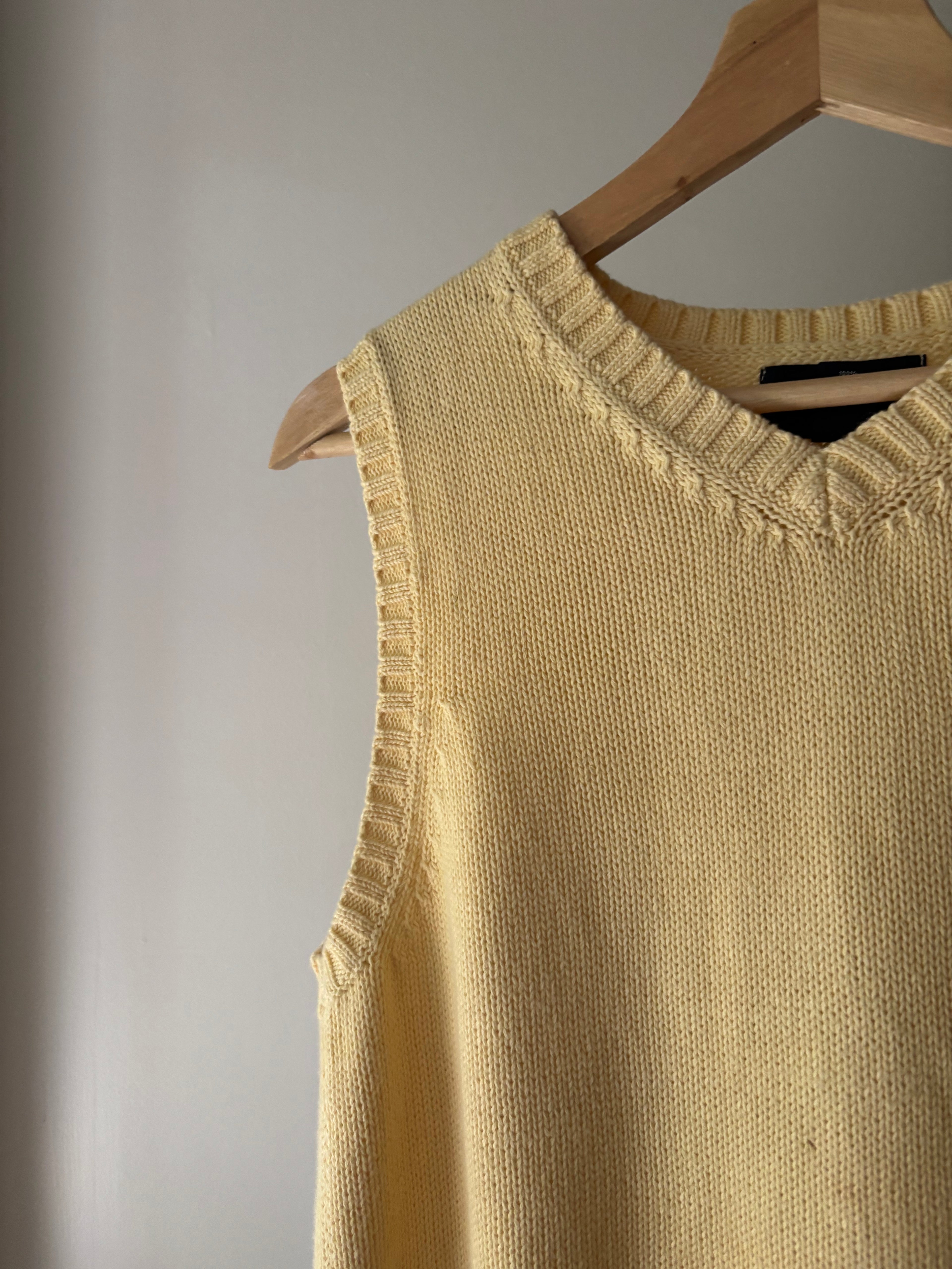 Y2K Soft Light Yellow Cotton Sweater Vest