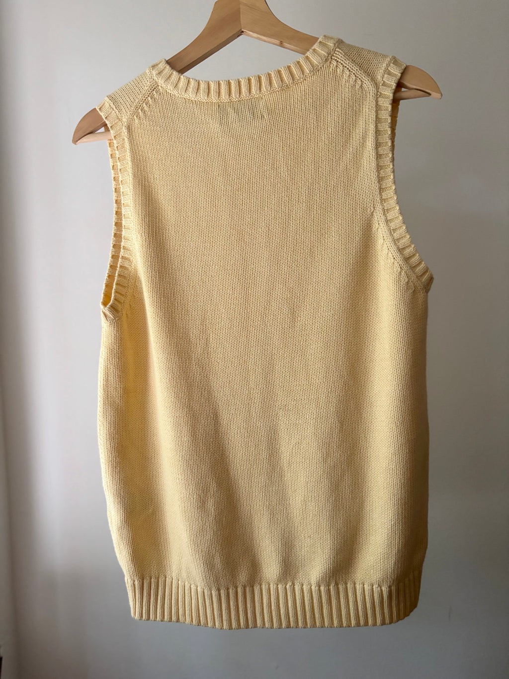 Y2K Soft Light Yellow Cotton Sweater Vest
