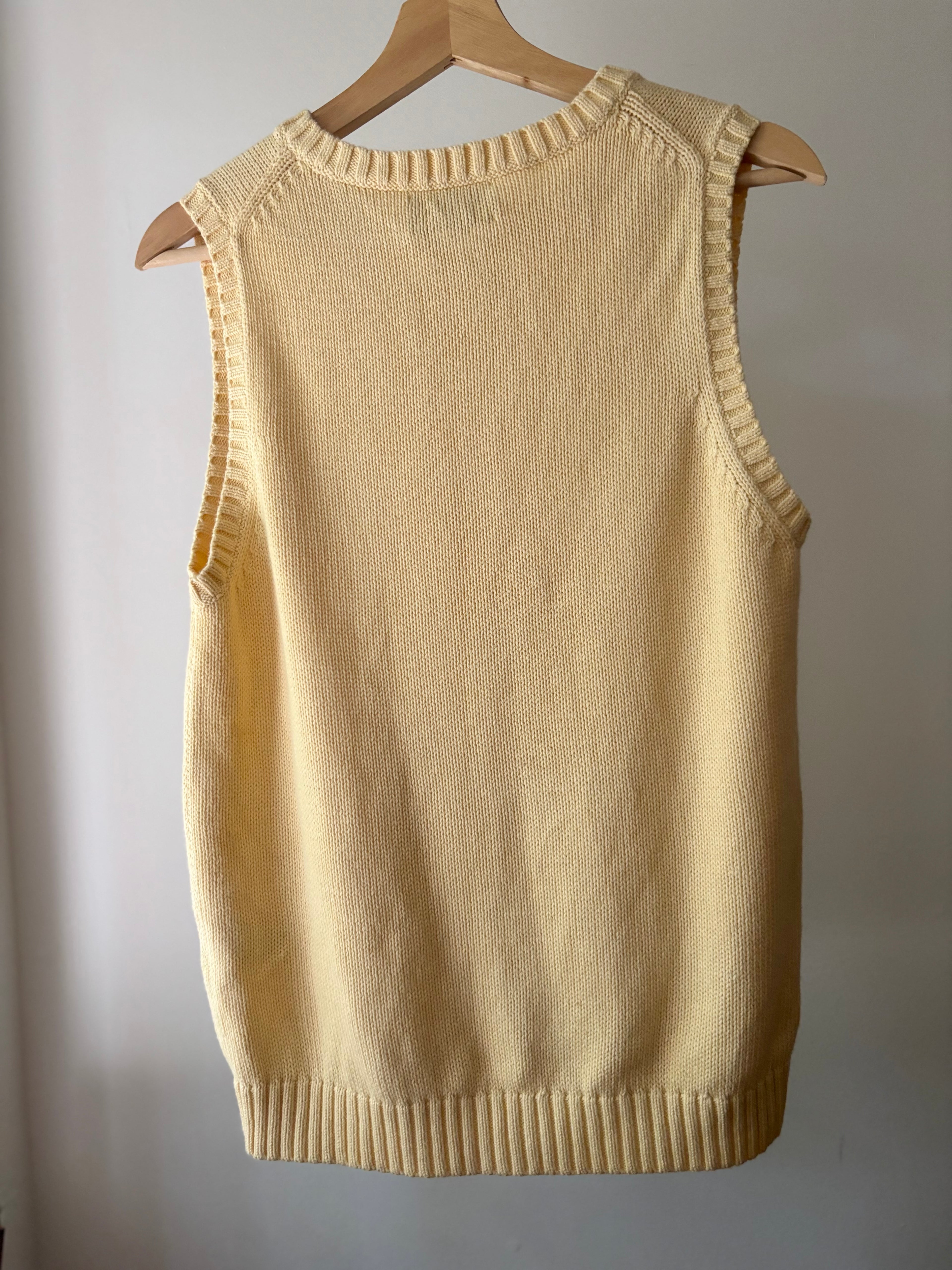 Y2K Soft Light Yellow Cotton Sweater Vest