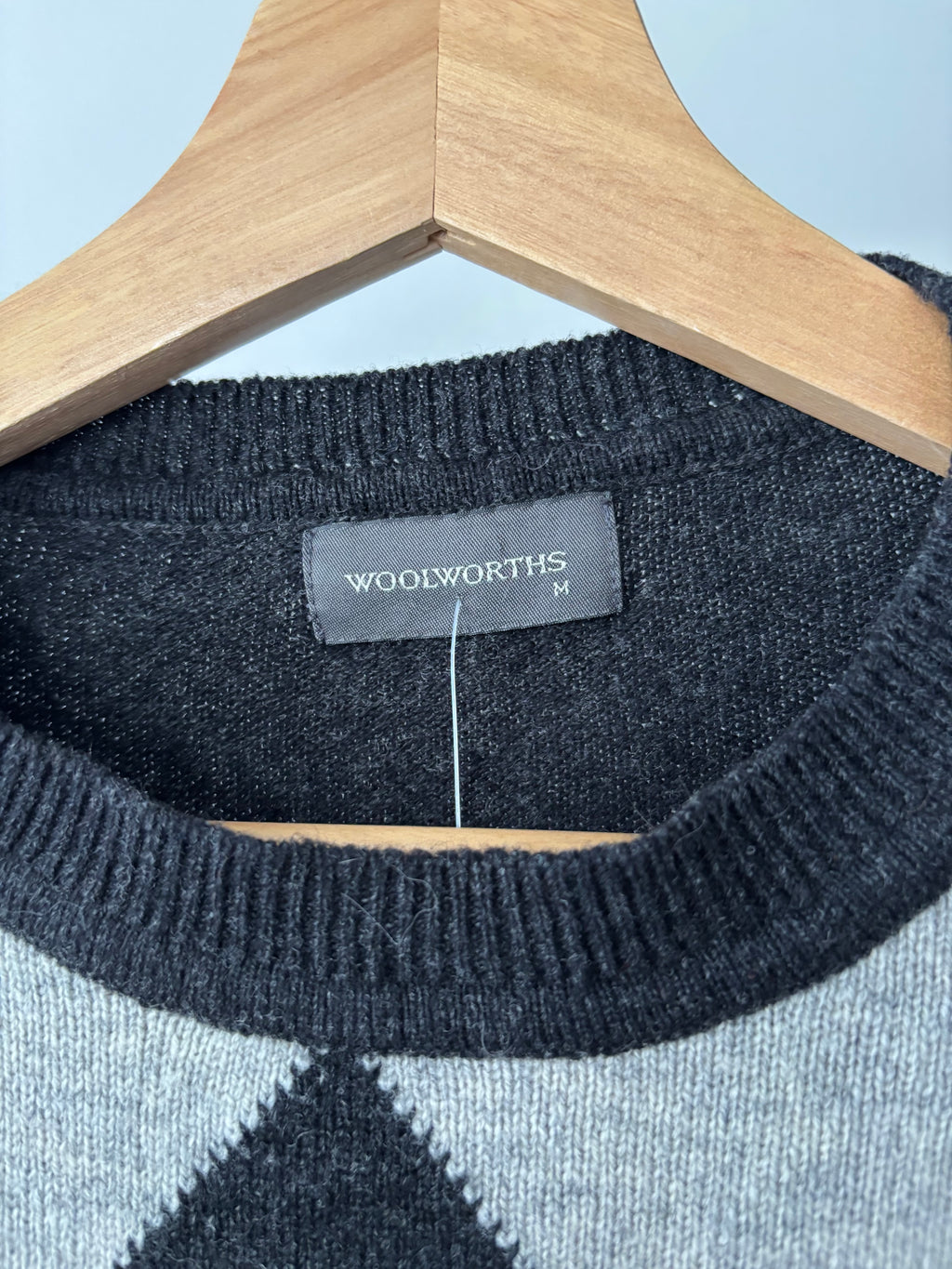 1990s Lambswool Argyle Sweater | Vintage Light Neutral Knit