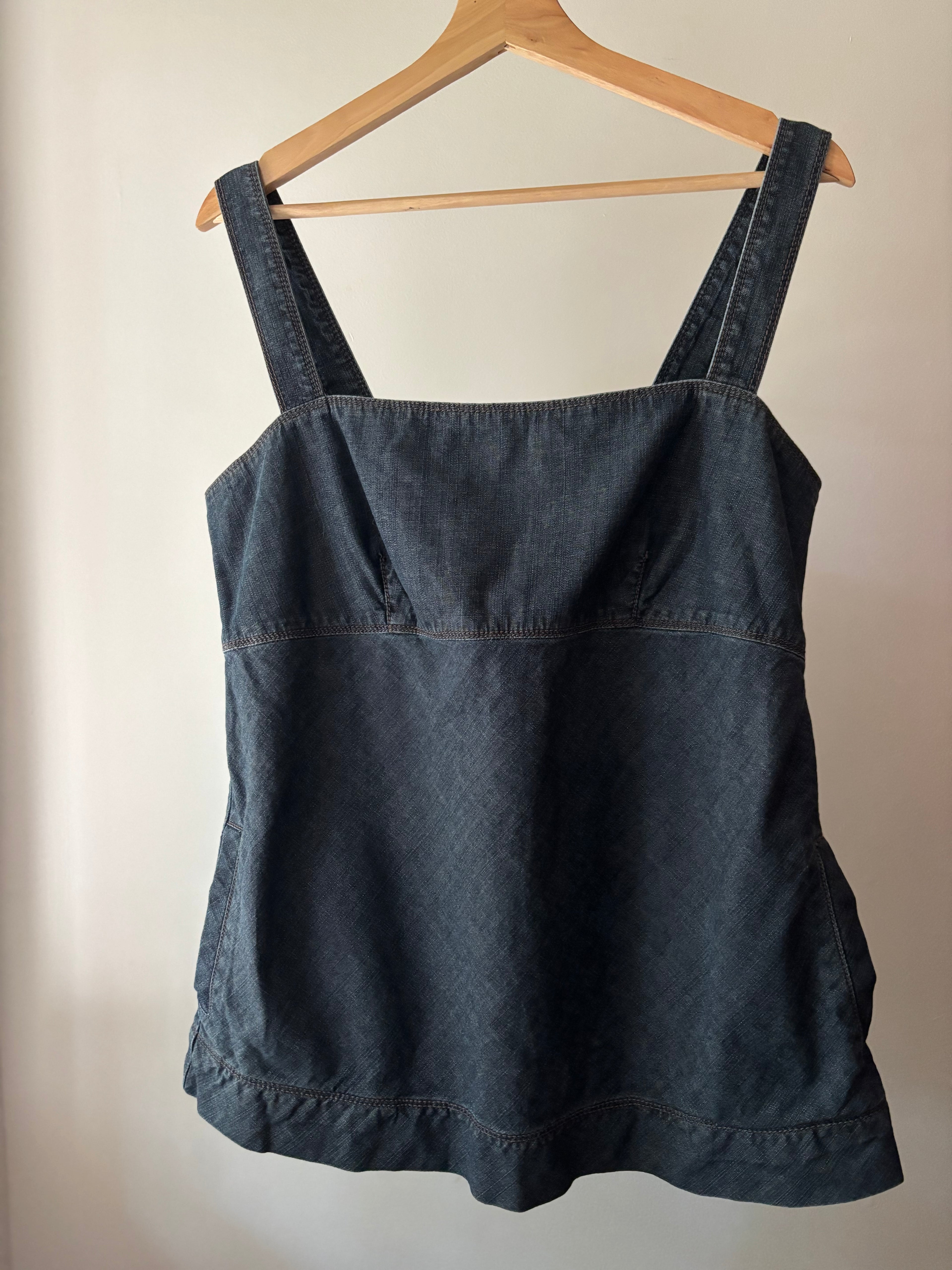 Y2K Denim Square Neck Top with Pockets