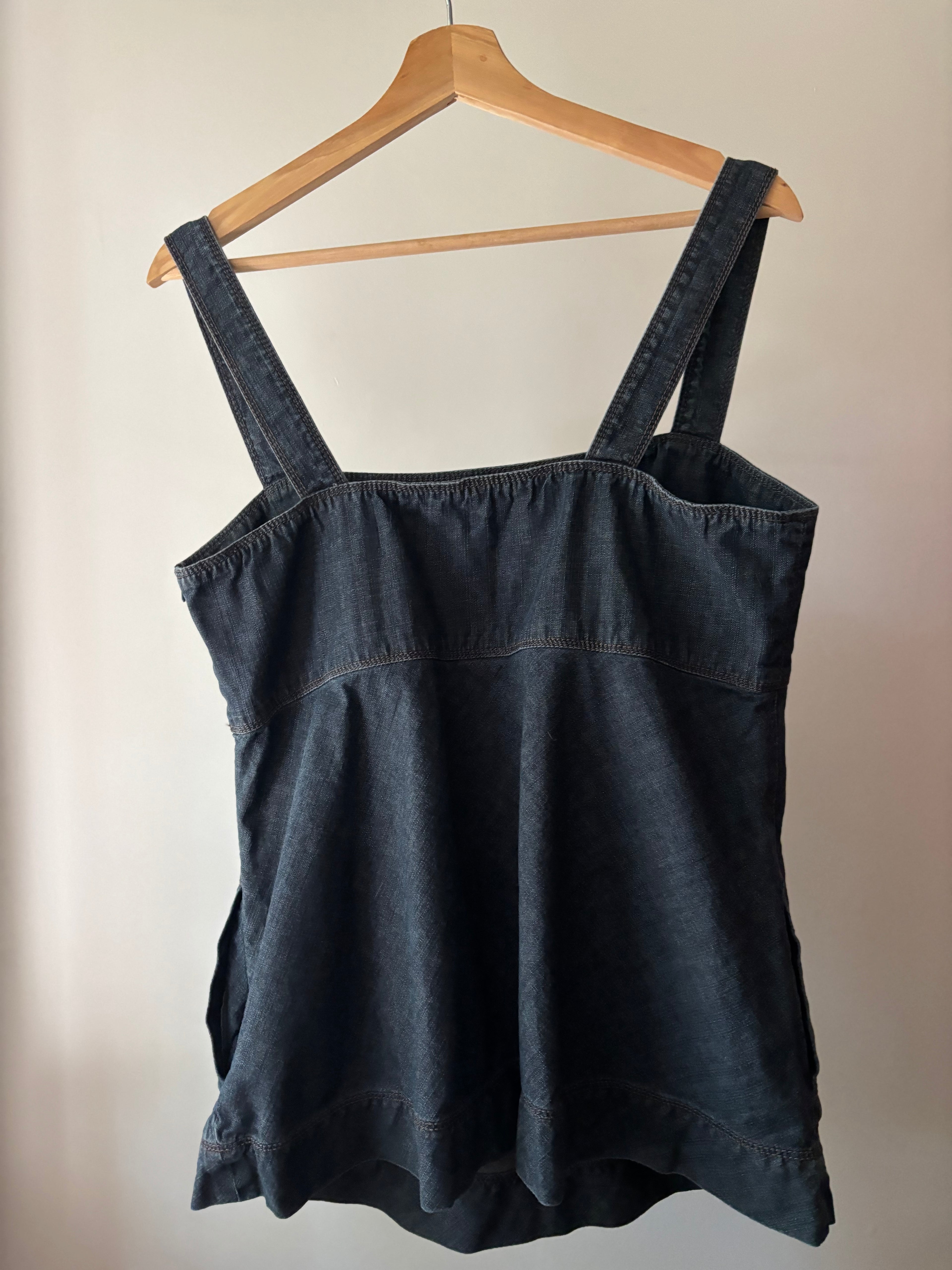 Y2K Denim Square Neck Top with Pockets