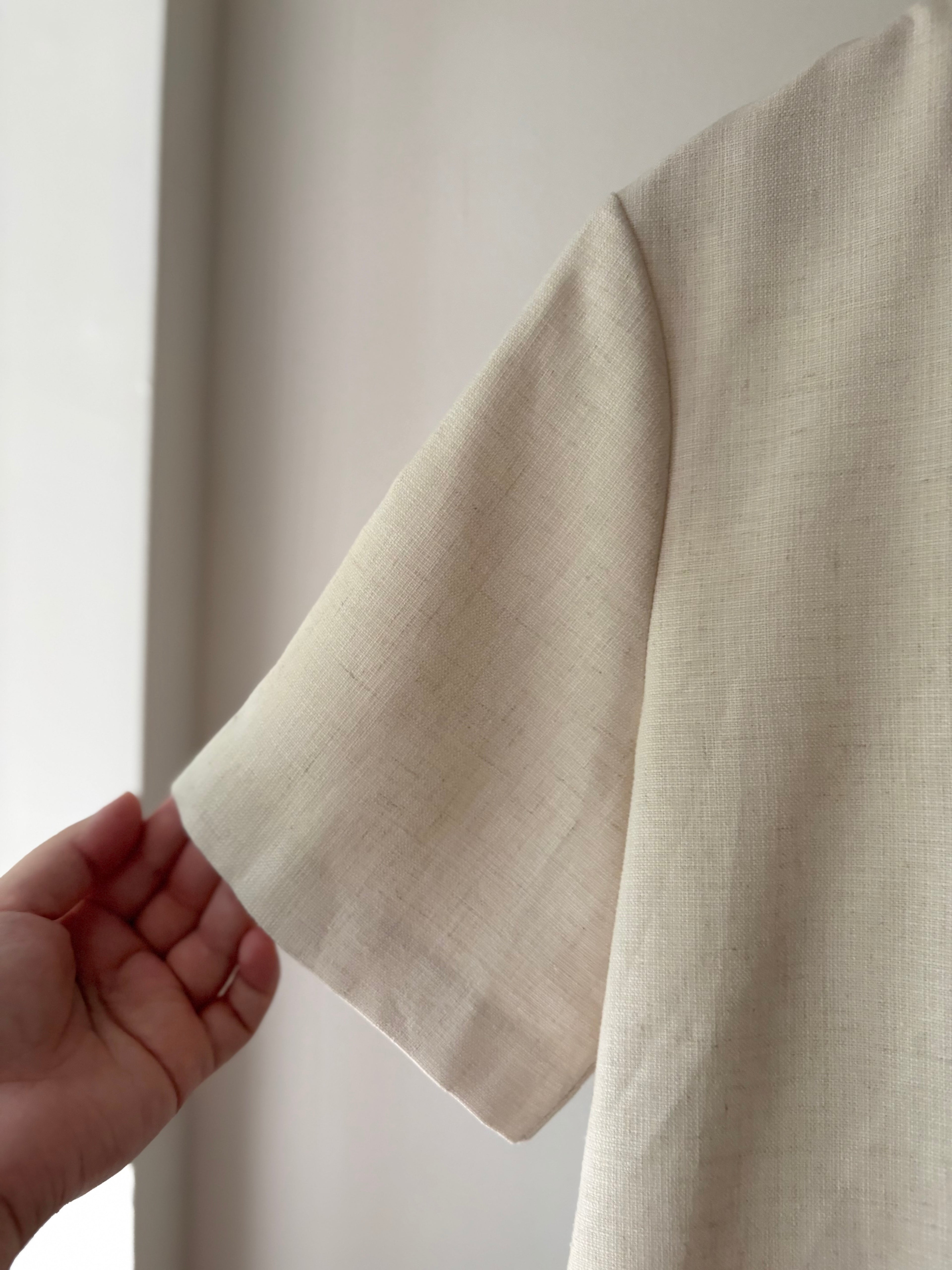 Boxy Embroidered Linen Blend Blouse