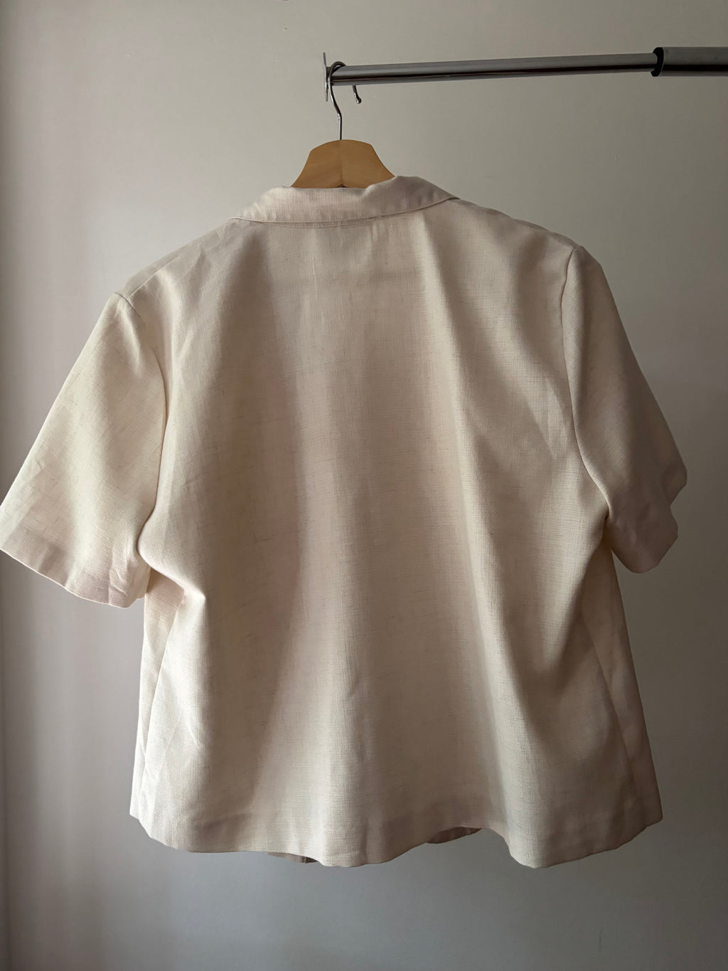 Boxy Embroidered Linen Blend Blouse