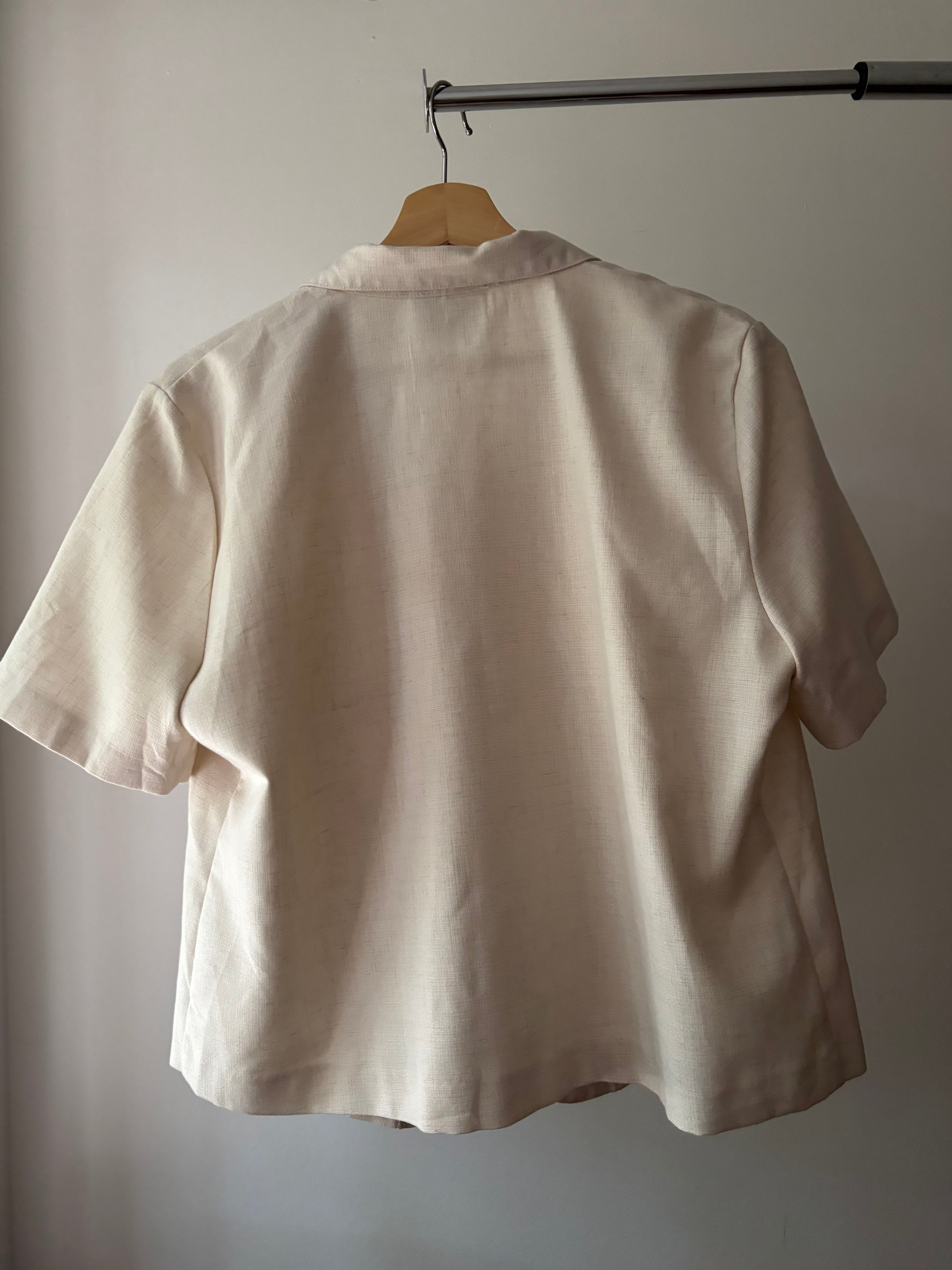 Boxy Embroidered Linen Blend Blouse