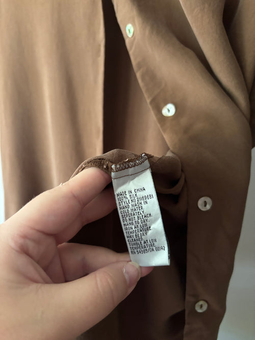 1990s Brown Silk Sleeveless Blouse