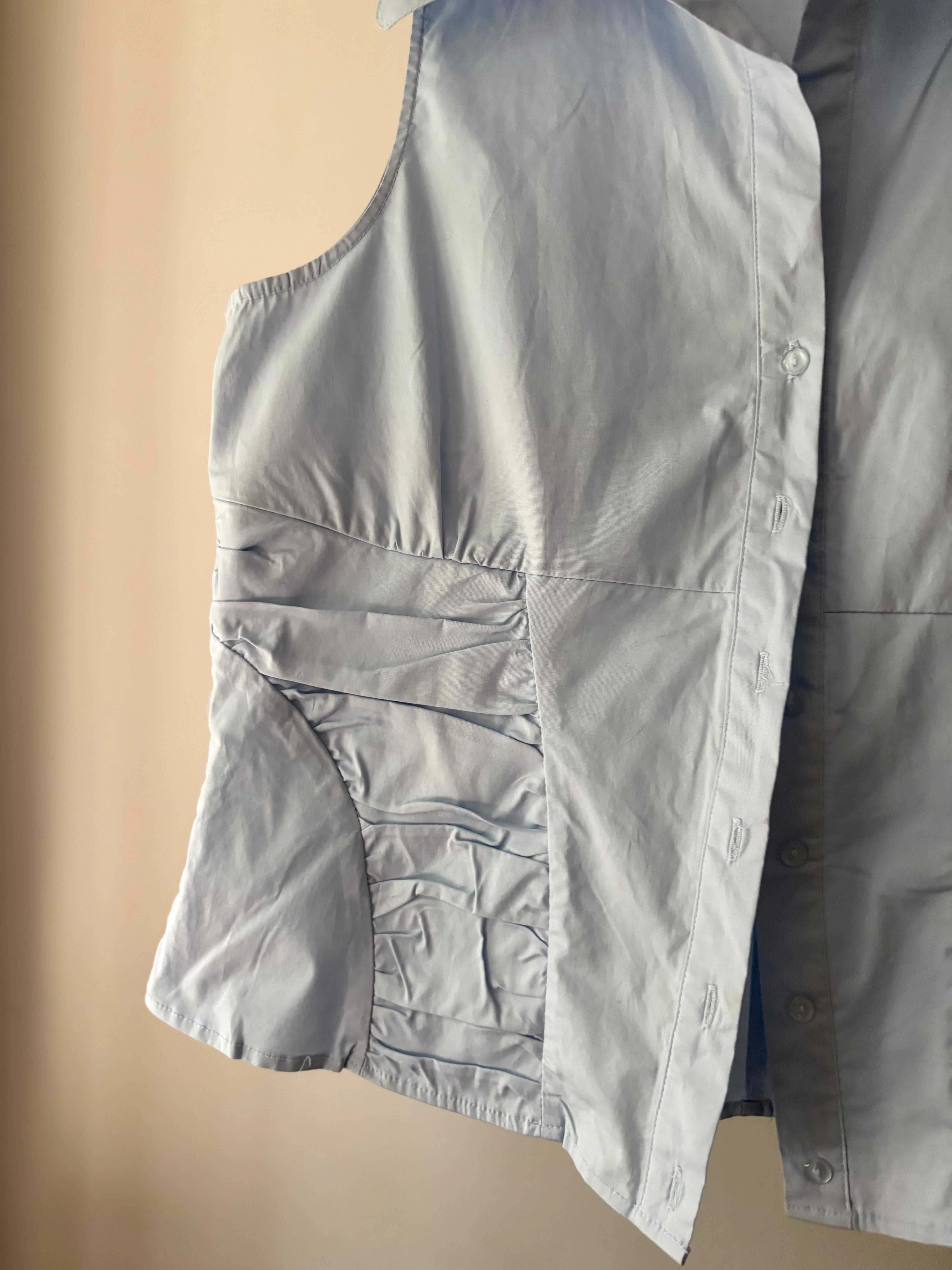 Y2K Light Blue Cinched Sleeveless Blouse