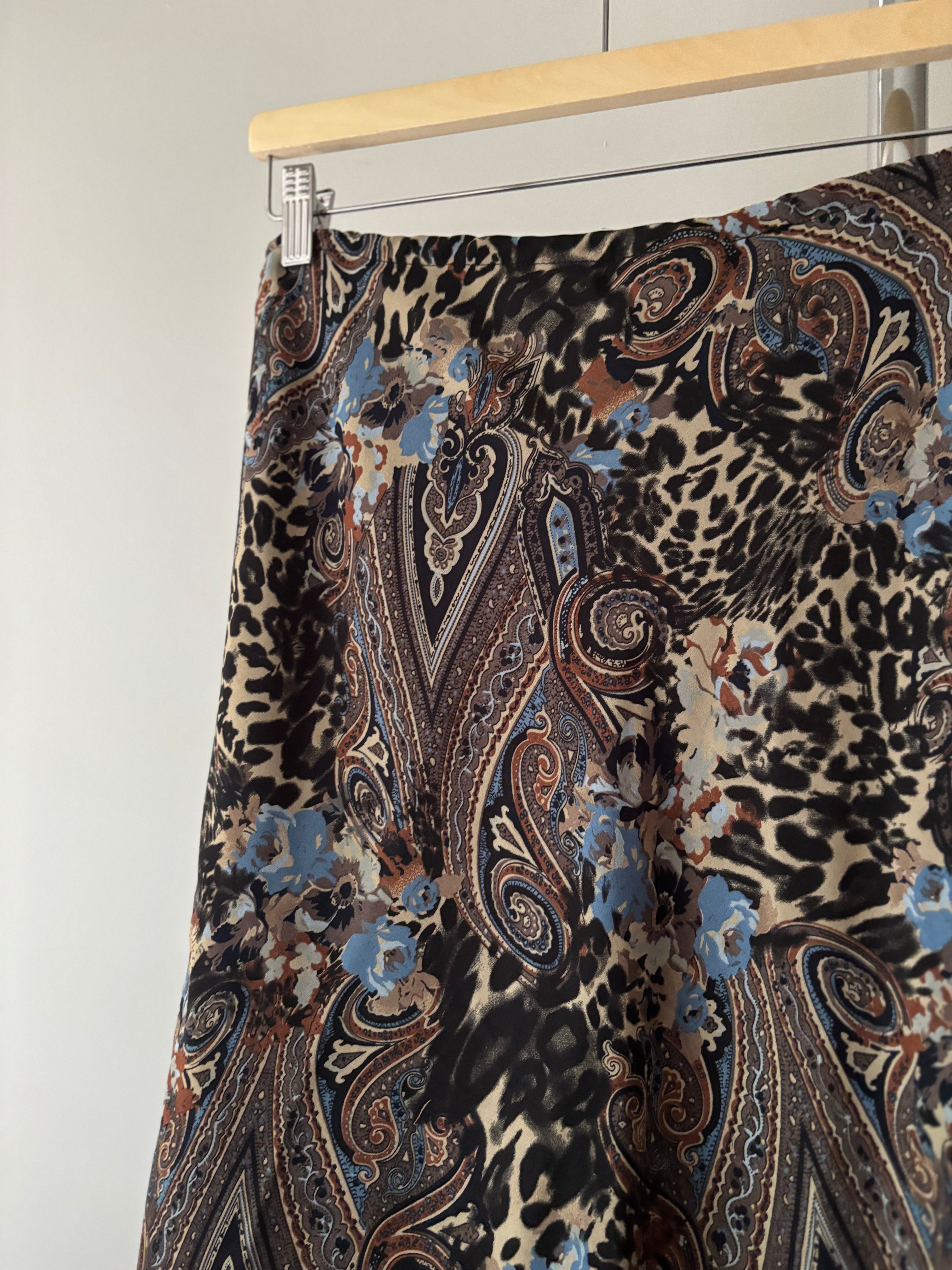 1990s Paisley Asymmetrical Maxi Skirt | size 30-34"