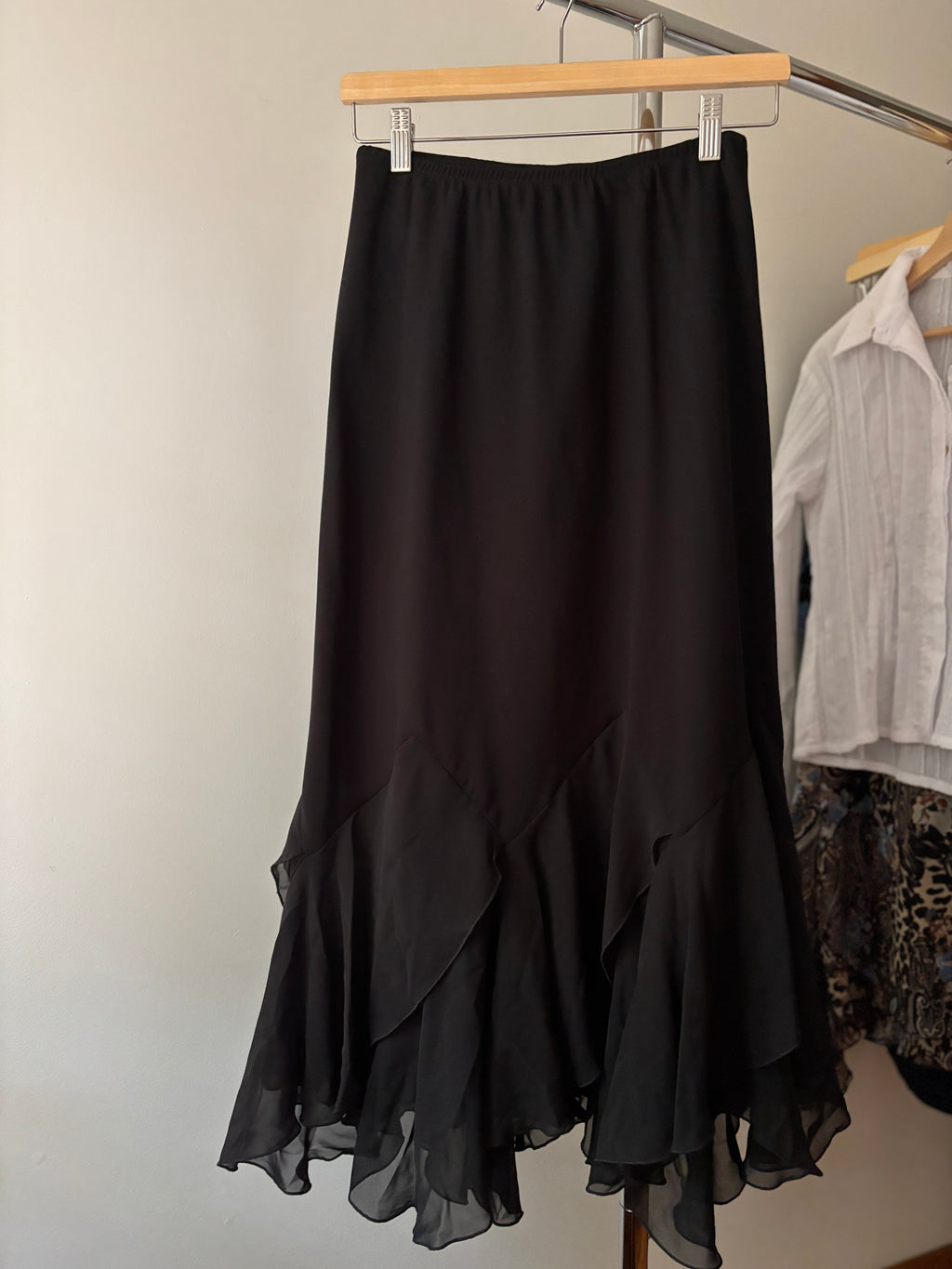 1990s Black Asymmetrical Skirt | size 25-32"