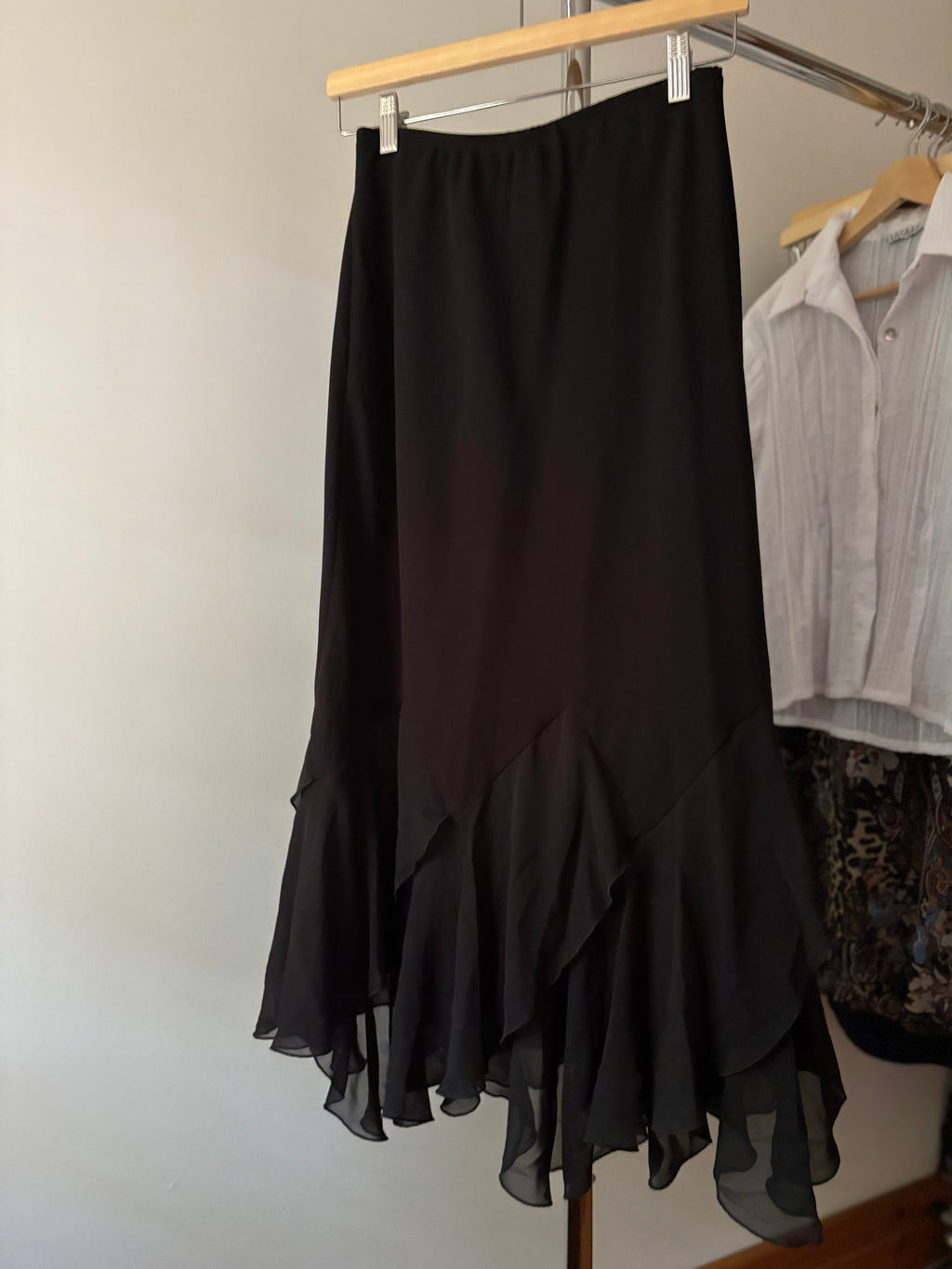 1990s Black Asymmetrical Skirt | size 25-32"