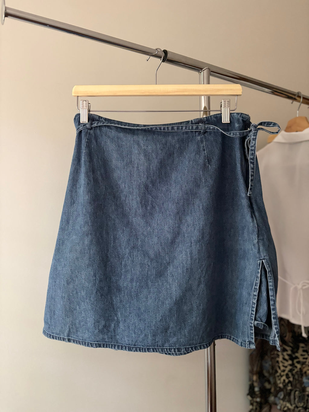 Y2K Denim Skort with Tie | size 36"