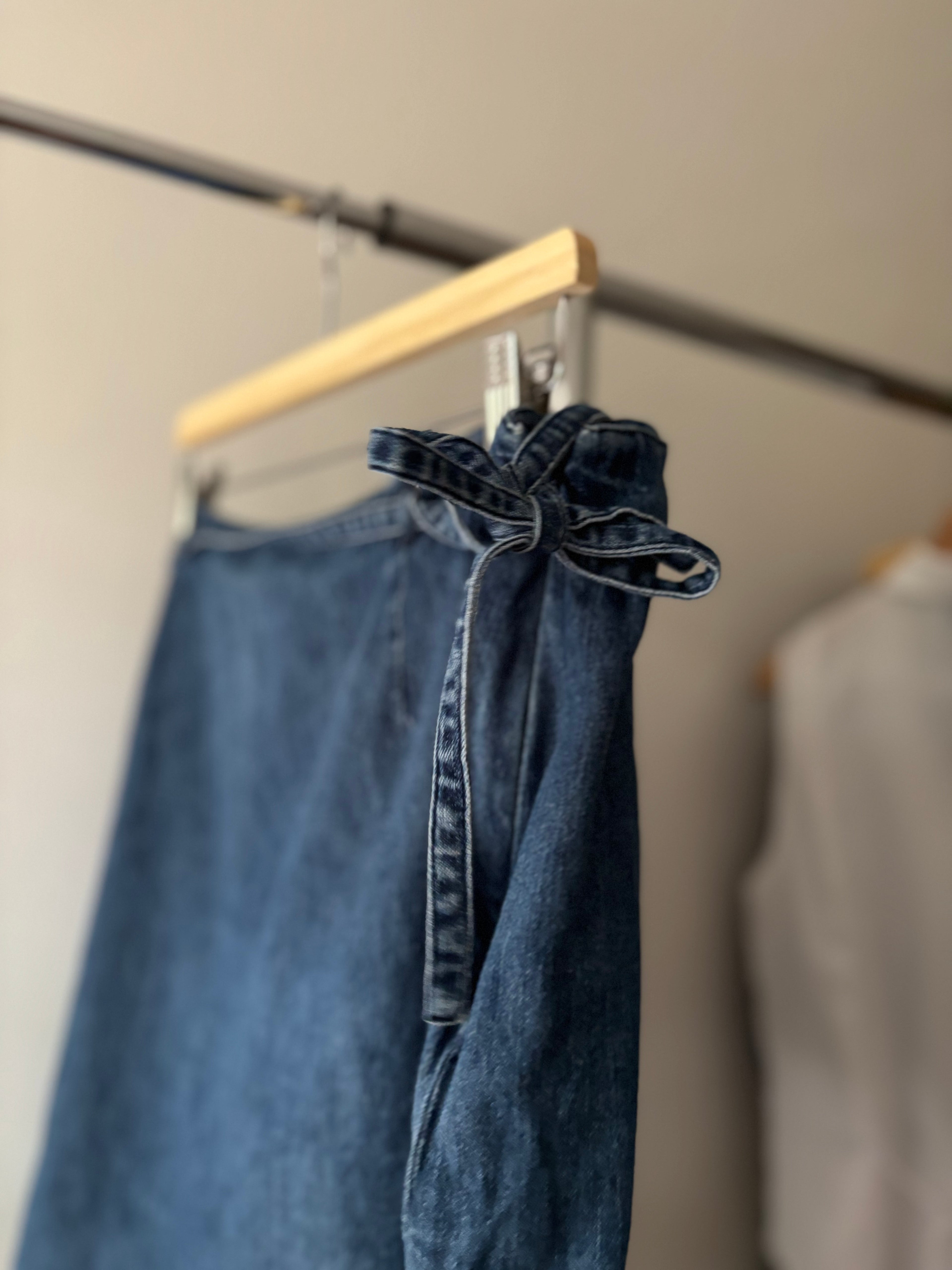 Y2K Denim Skort with Tie | size 36"