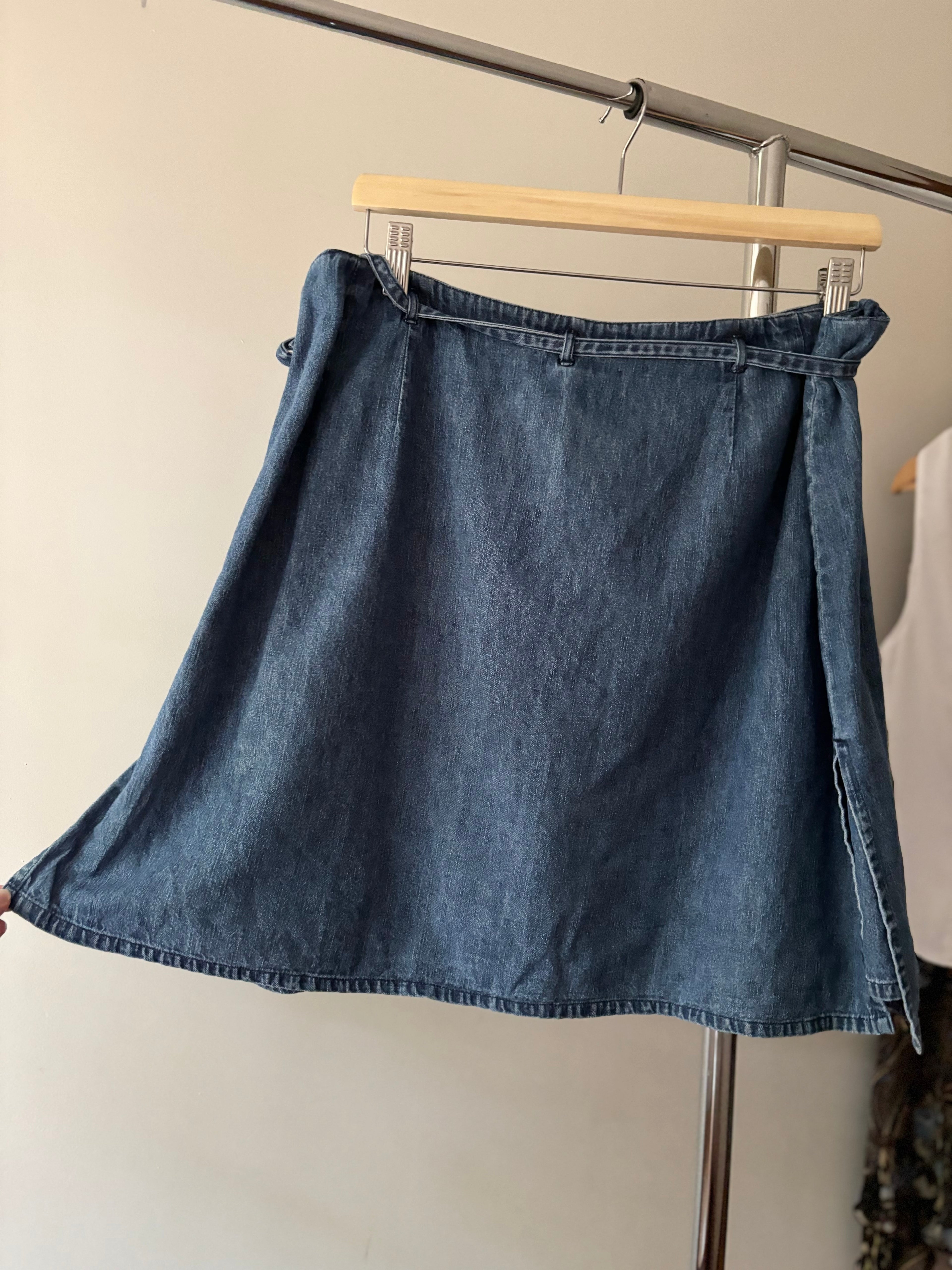 Y2K Denim Skort with Tie | size 36"