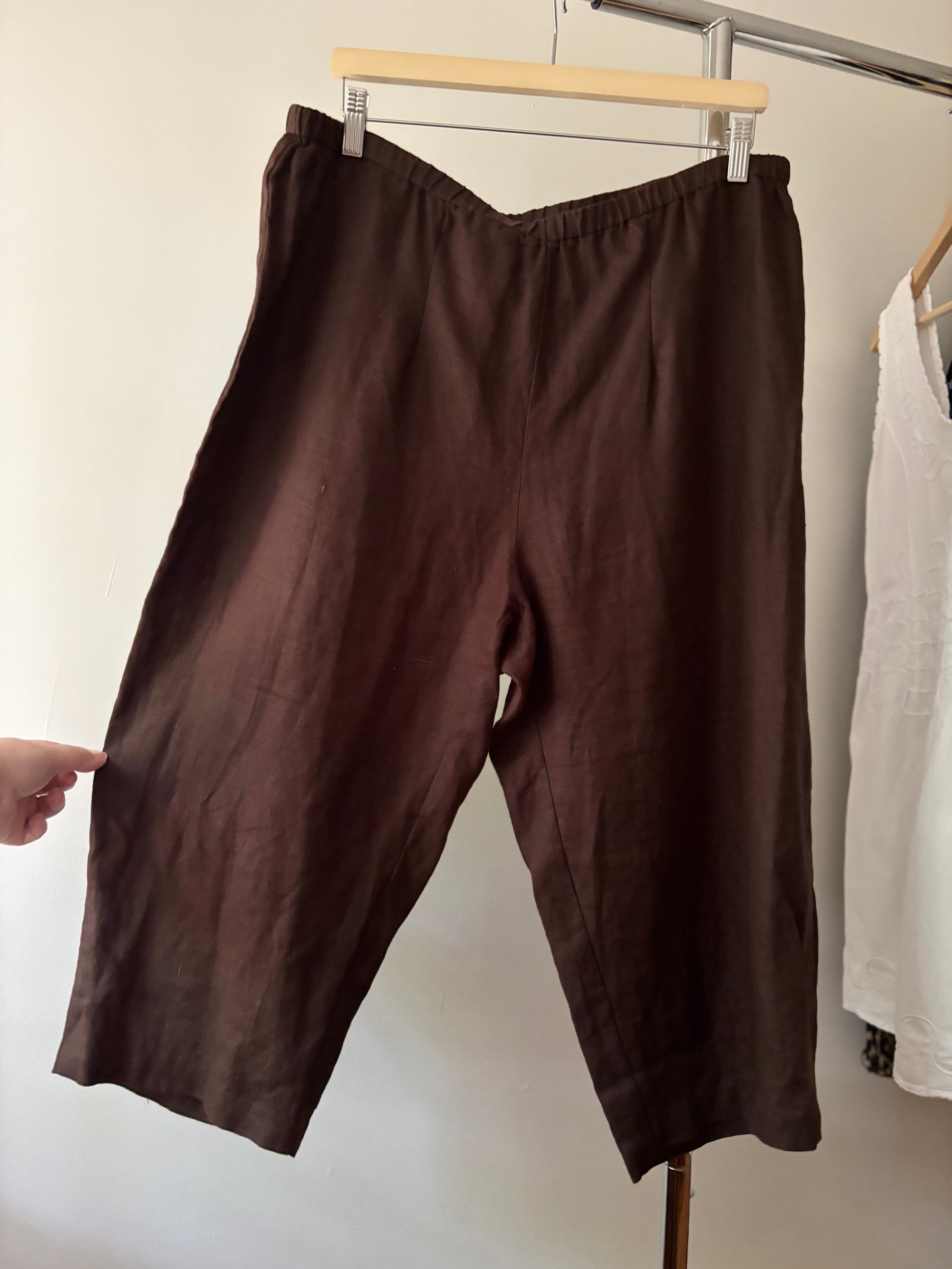 Y2K Brown Linen Capris | size XL