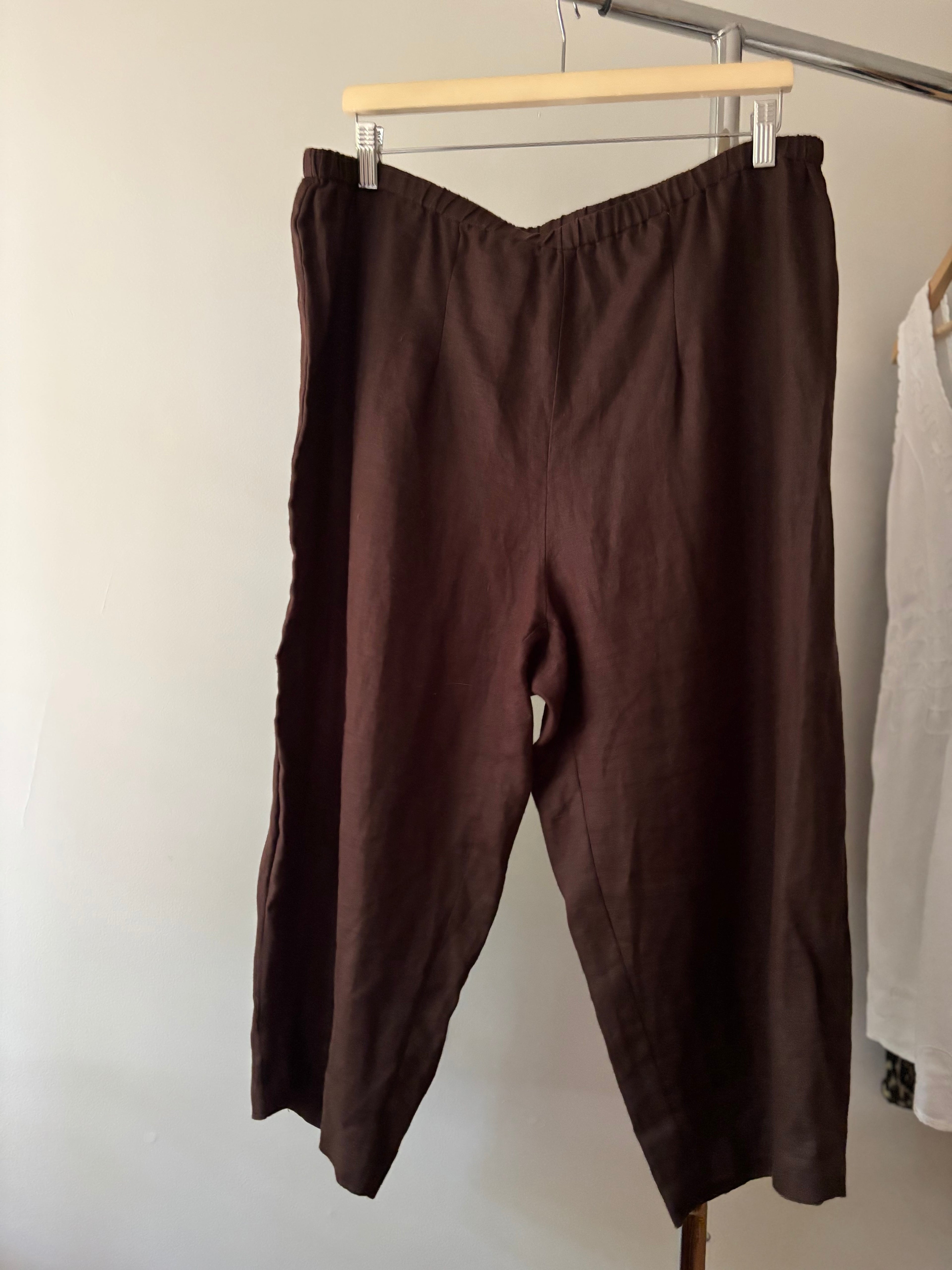 Y2K Brown Linen Capris | size XL