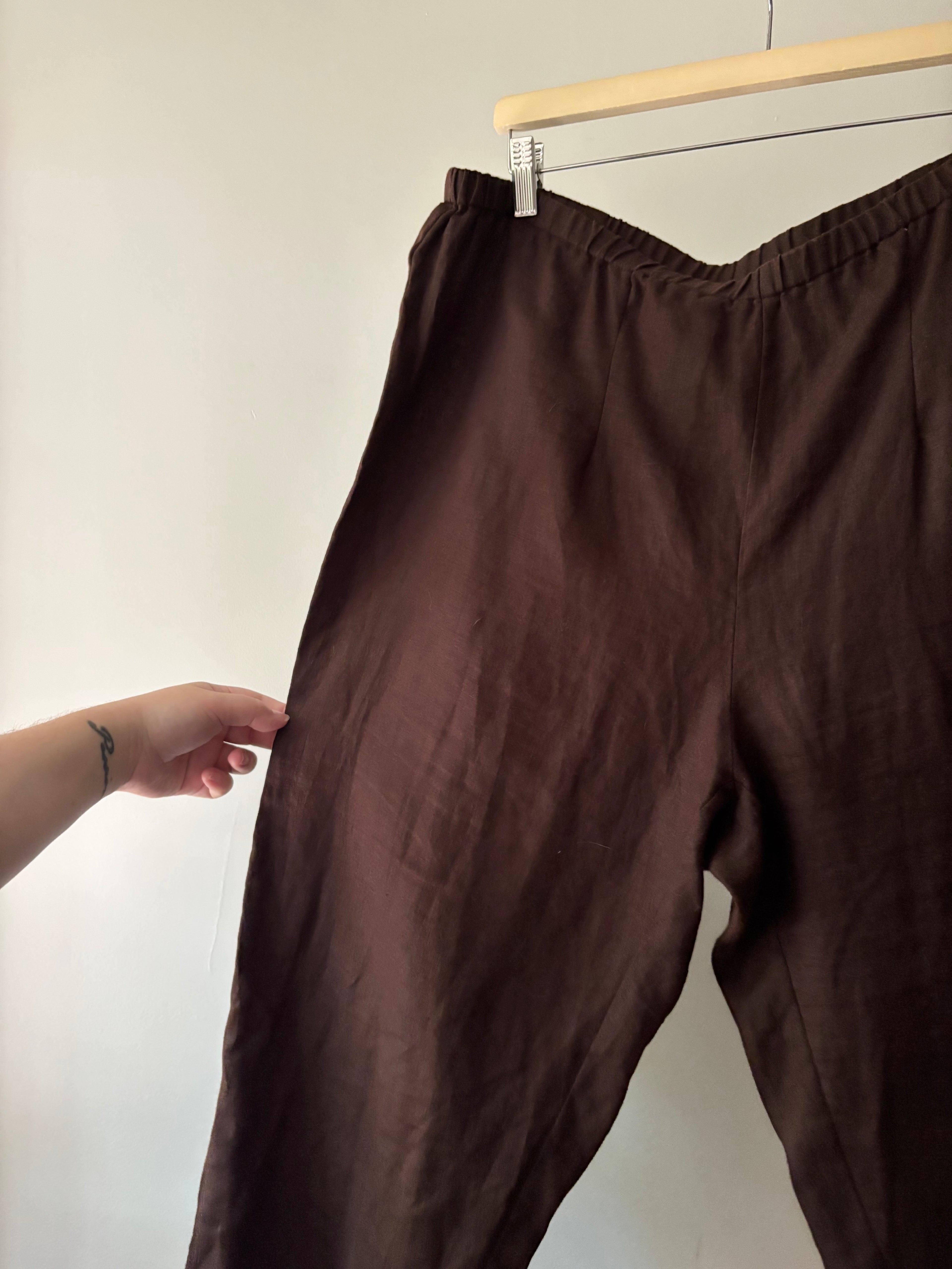 Y2K Brown Linen Capris | size XL