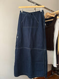 Y2K Denim Maxi Skirt with Tie & Pockets | size 24"
