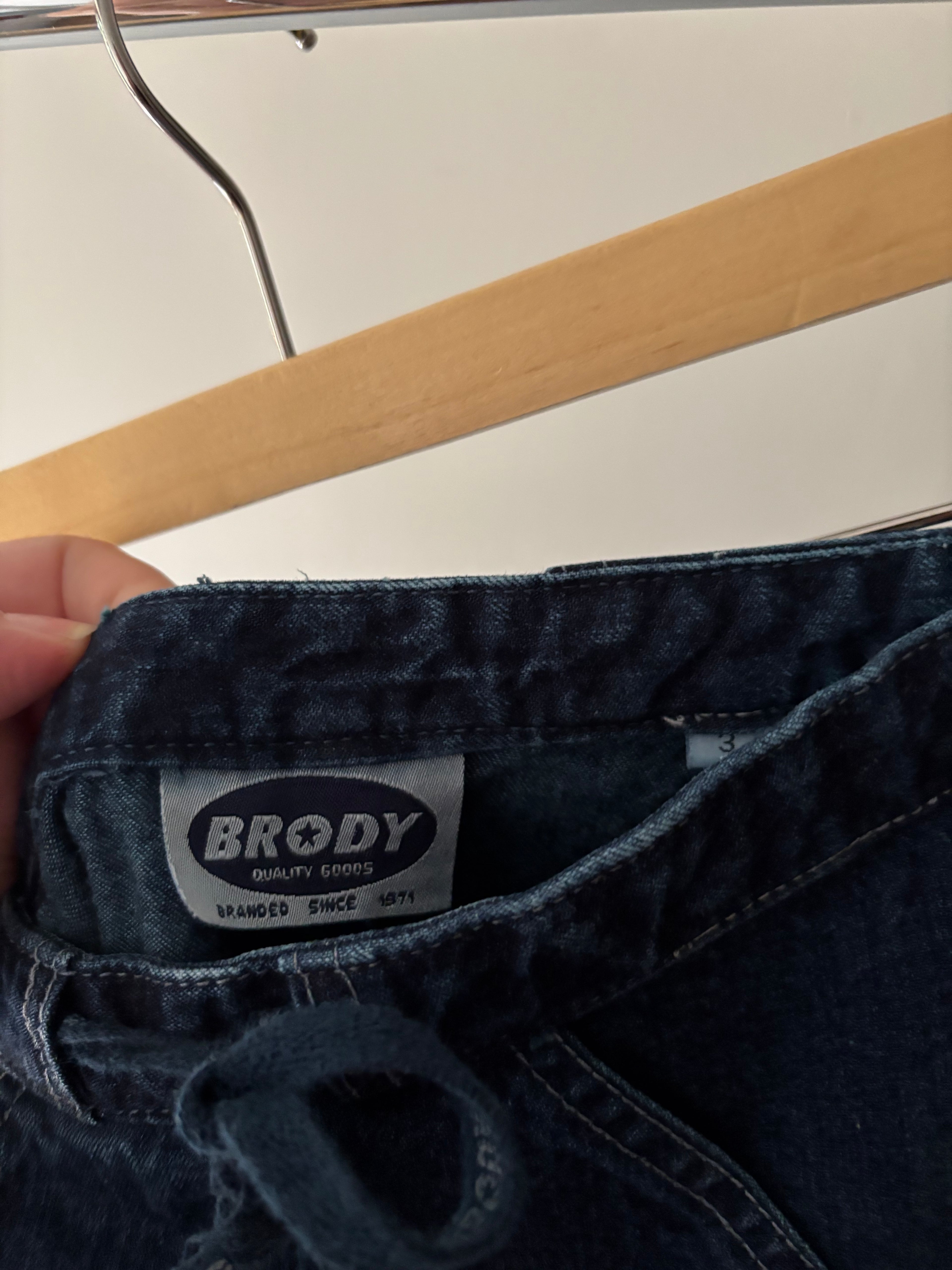 Y2K Denim Maxi Skirt with Tie & Pockets | size 24"
