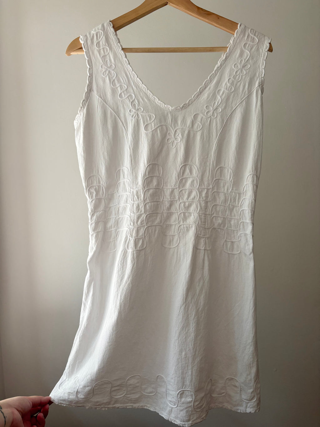 Y2K Embroidered White Cotton Mini Dress
