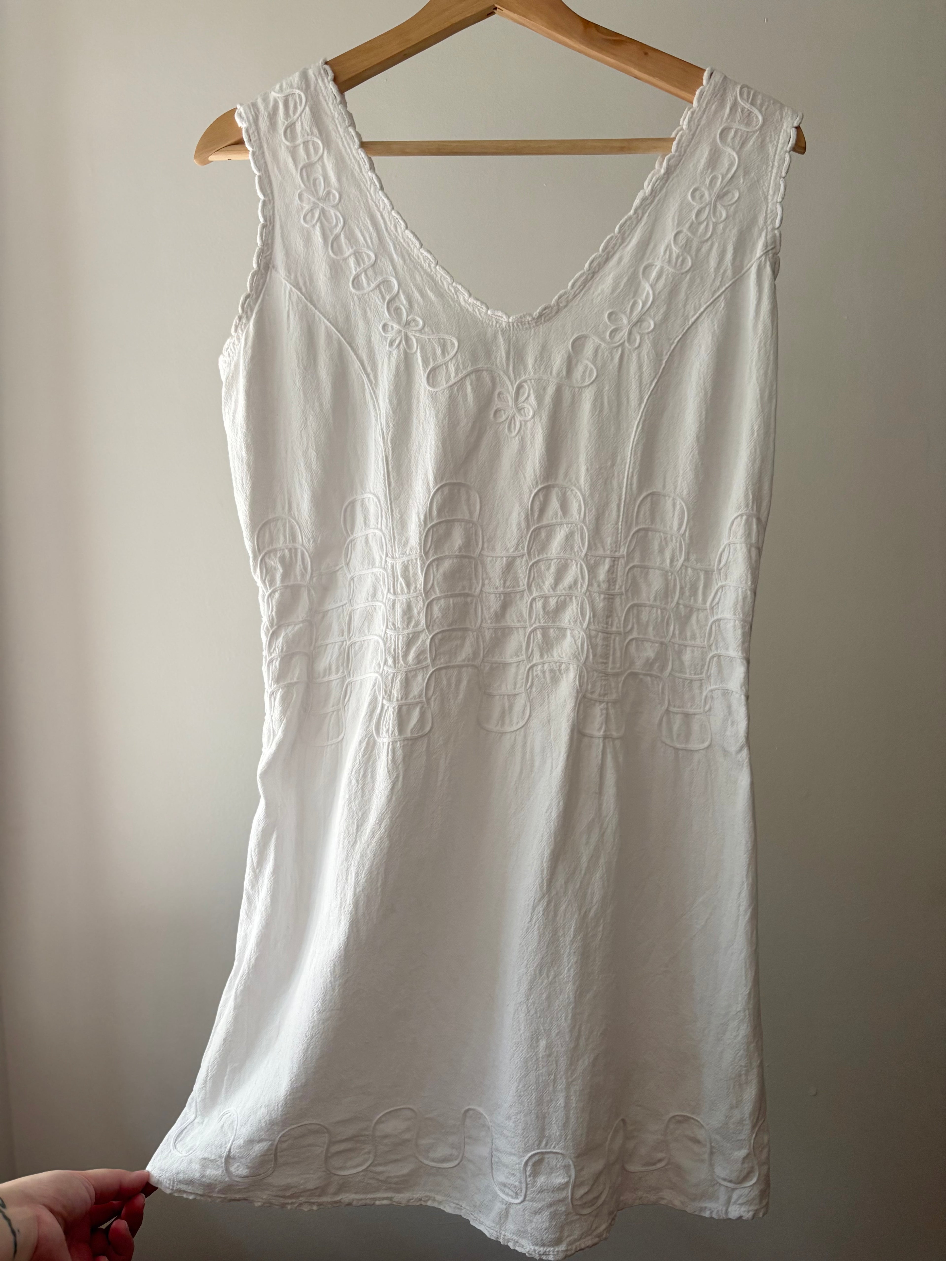 Y2K Embroidered White Cotton Mini Dress