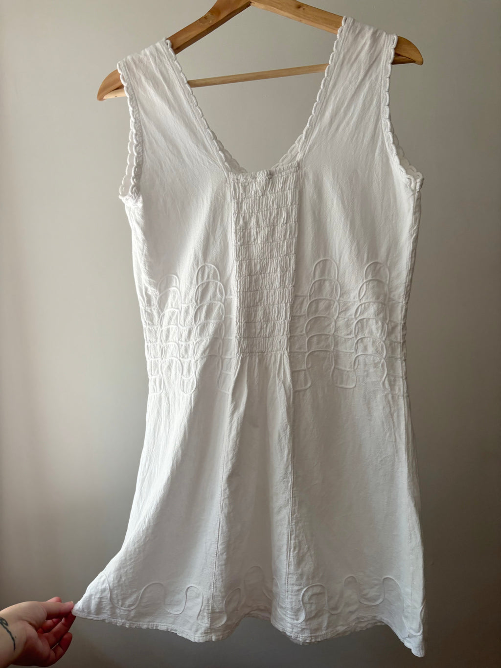Y2K Embroidered White Cotton Mini Dress