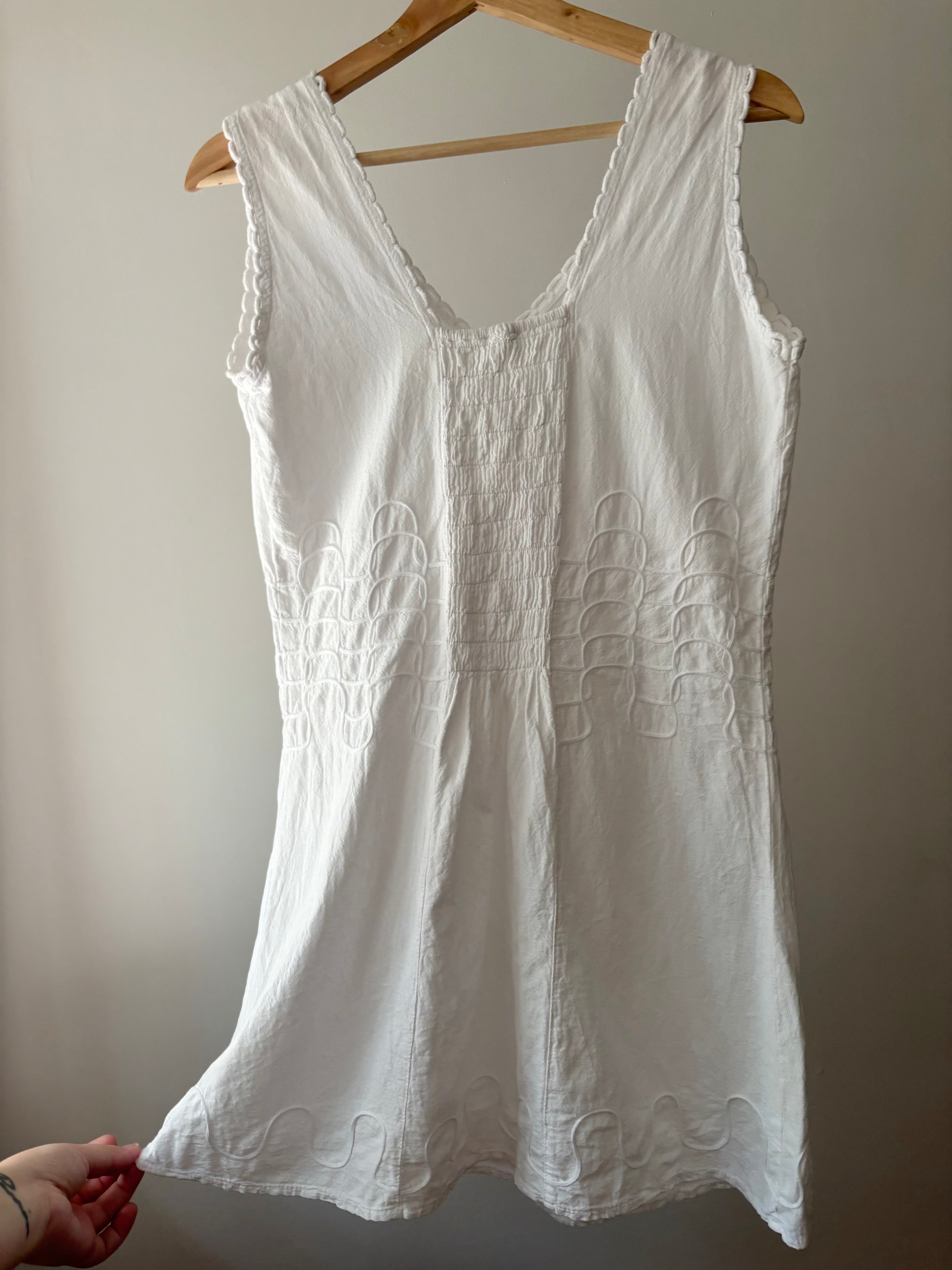 Y2K Embroidered White Cotton Mini Dress