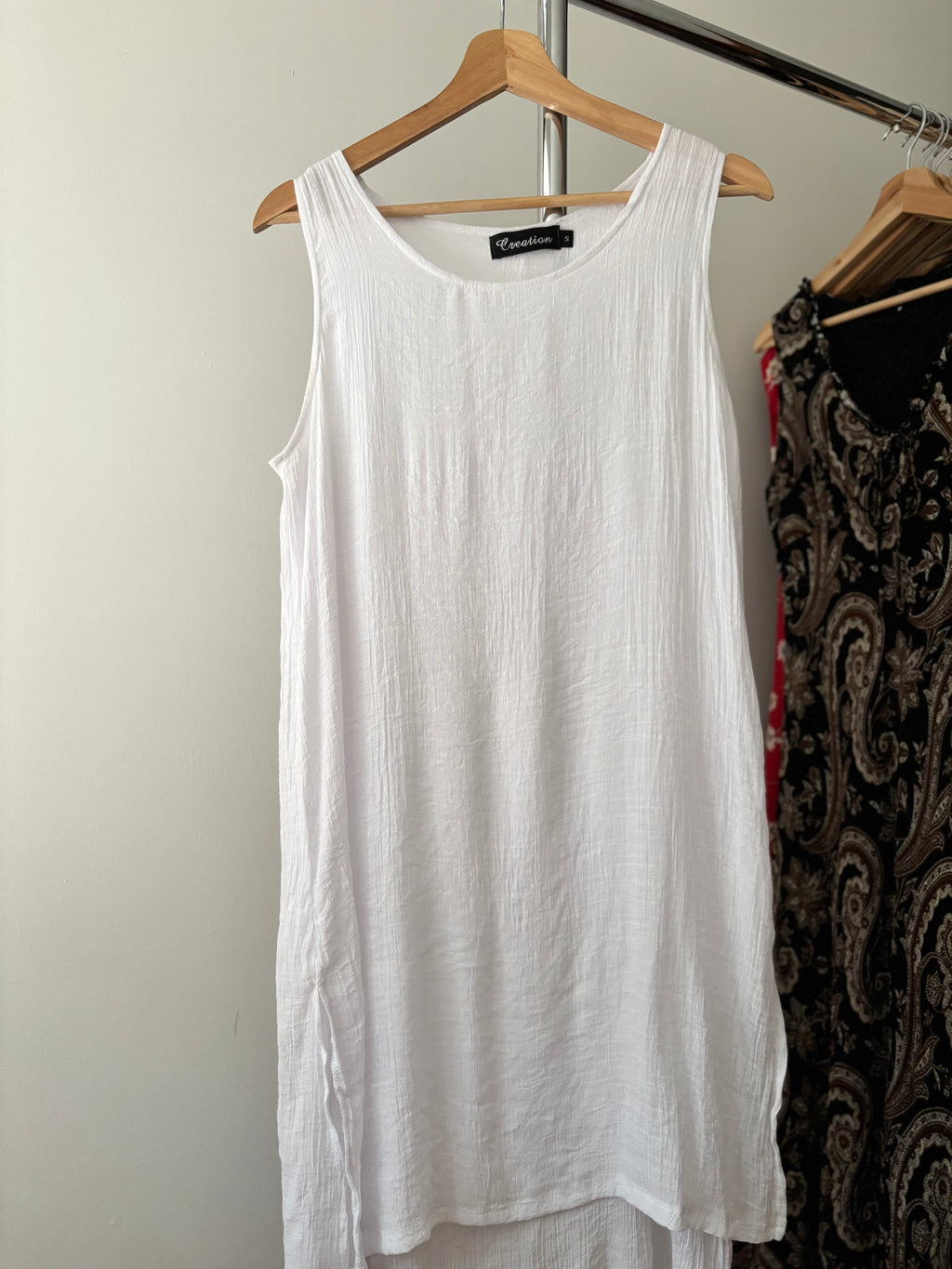 Y2K Flowy White Tank Beach Dress