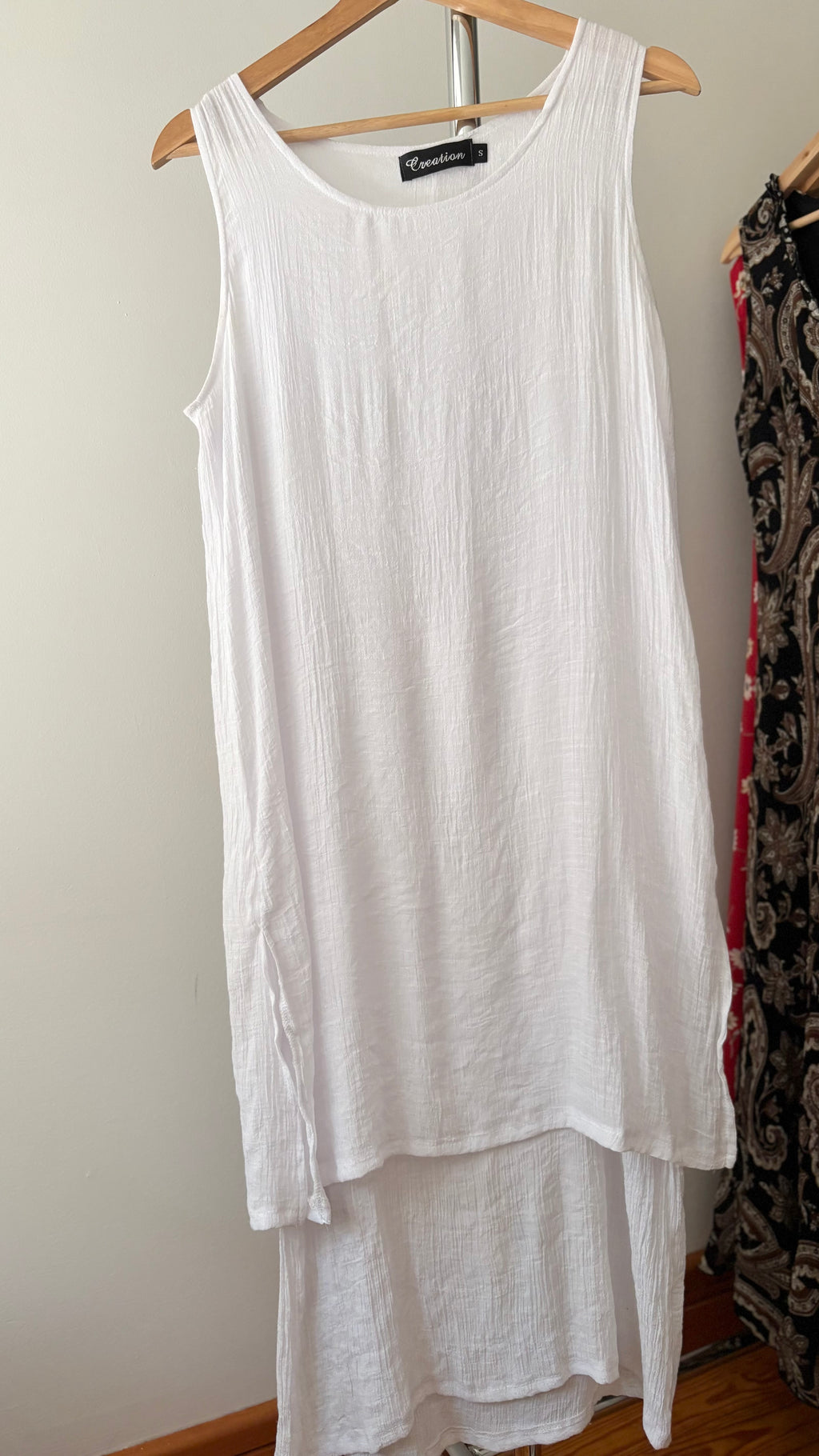 Y2K Flowy White Tank Beach Dress