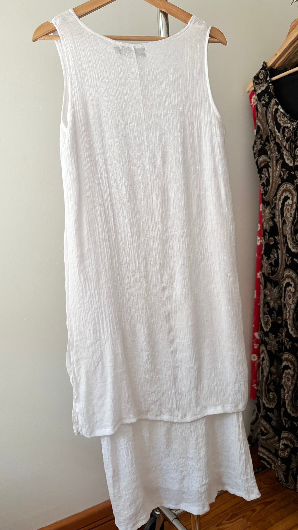 Y2K Flowy White Tank Beach Dress