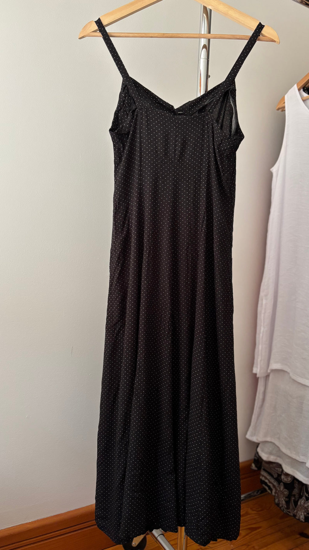 1990s Polka Dot Button-Front Maxi Dress