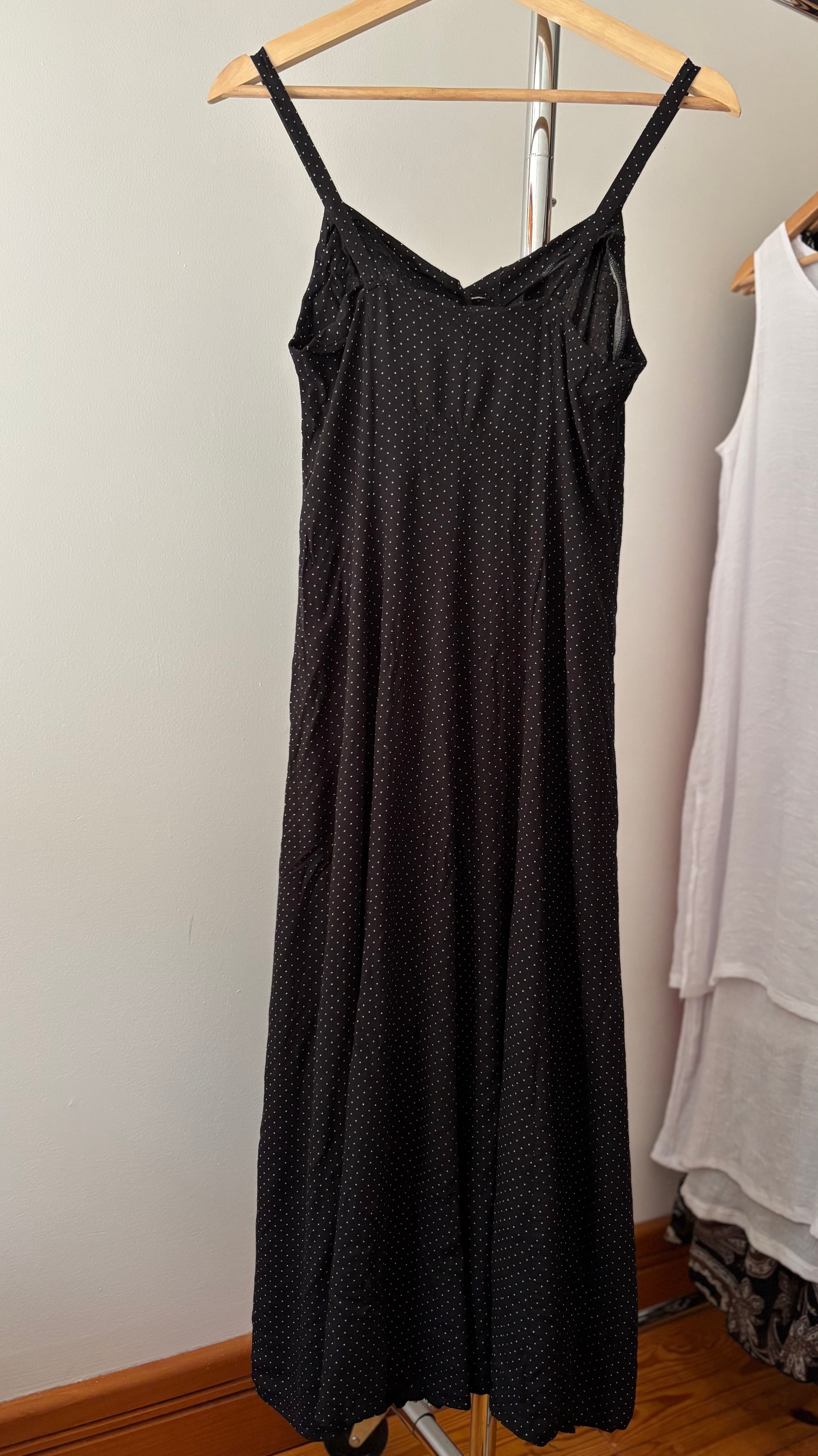 1990s Polka Dot Button-Front Maxi Dress