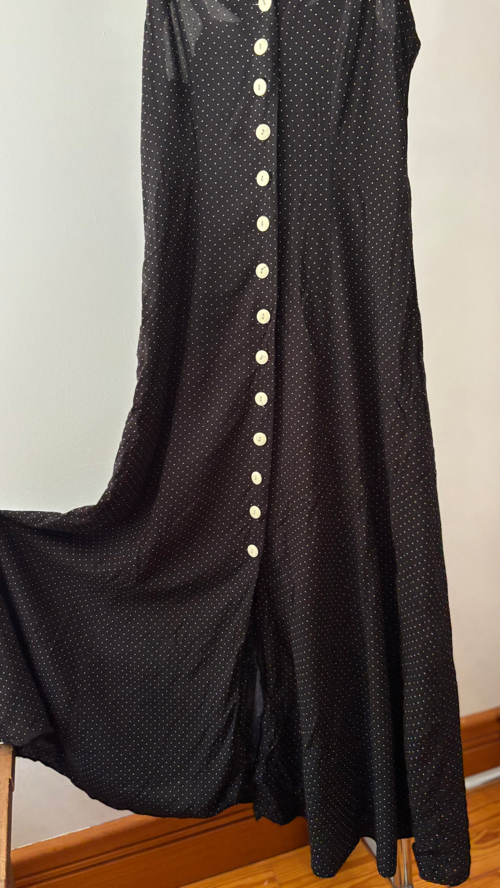 1990s Polka Dot Button-Front Maxi Dress