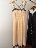 Y2K Lace Trim Tie-Back Midi Dress