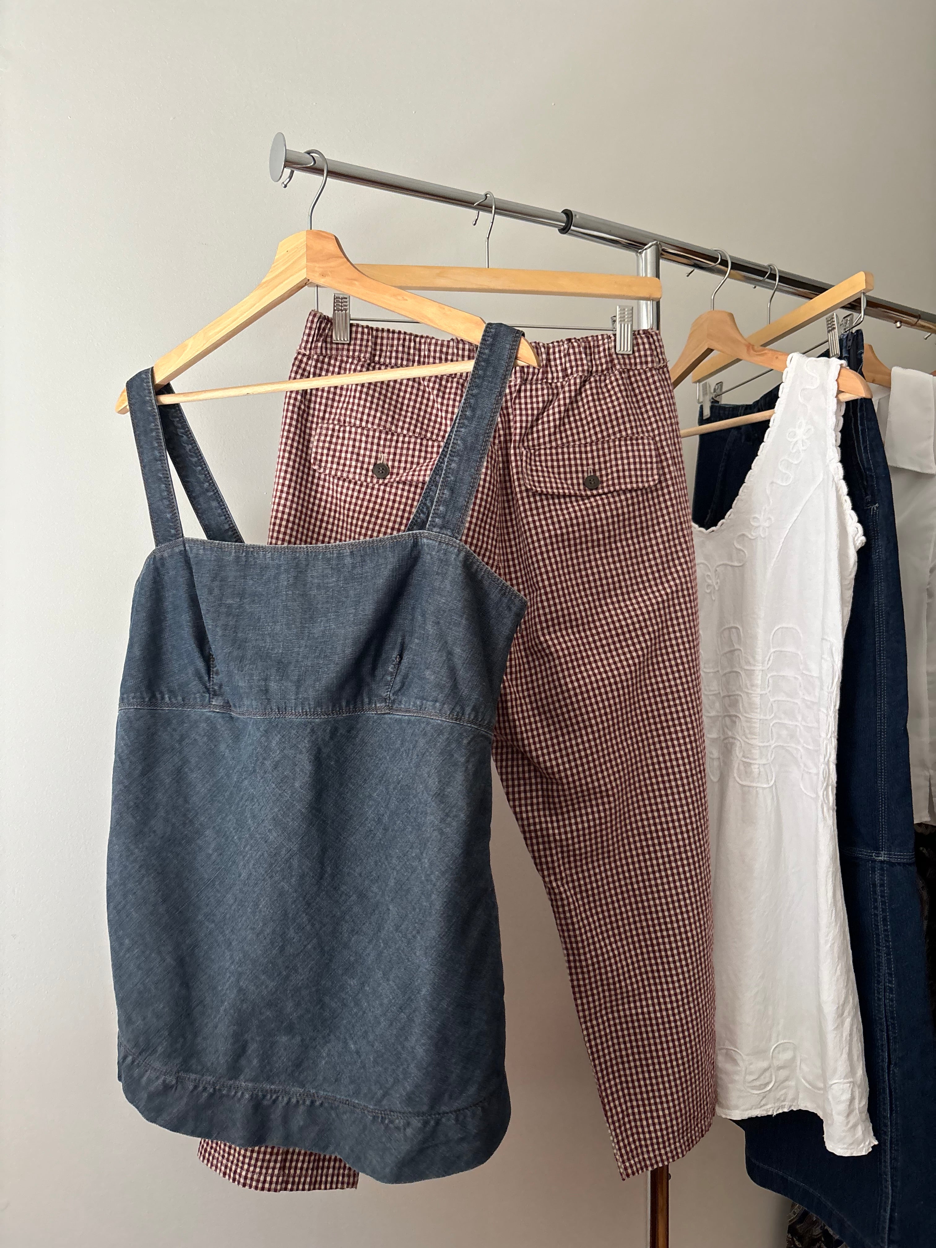 Y2K Denim Square Neck Top with Pockets