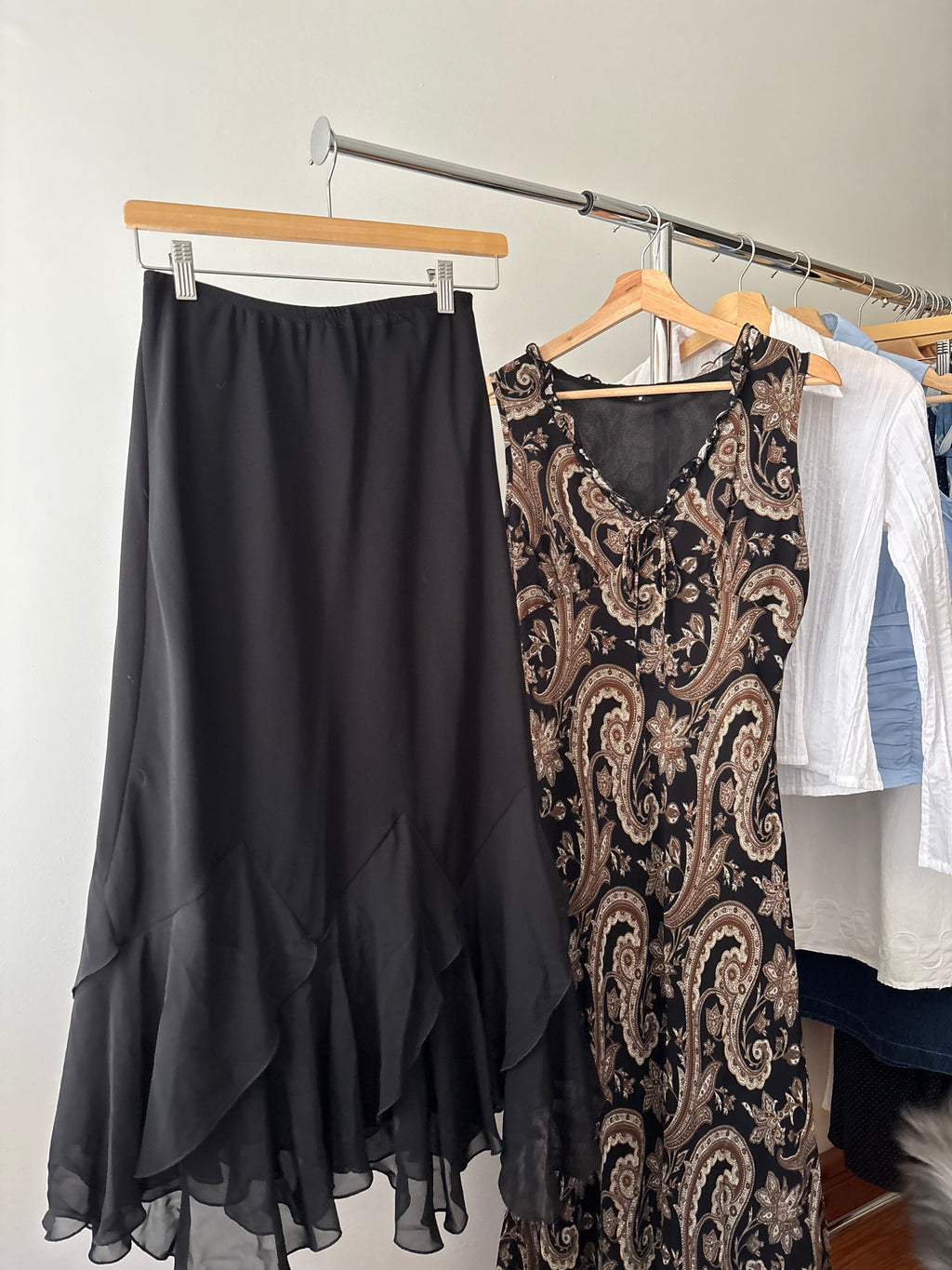1990s Black Asymmetrical Skirt | size 25-32"